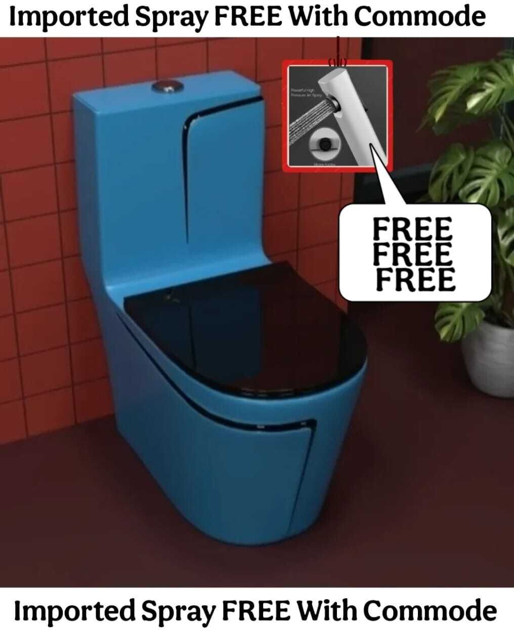 solano C012 Premium T Blue commode with Black Finishing Line and Round Flush Button Western Commode-picture-32