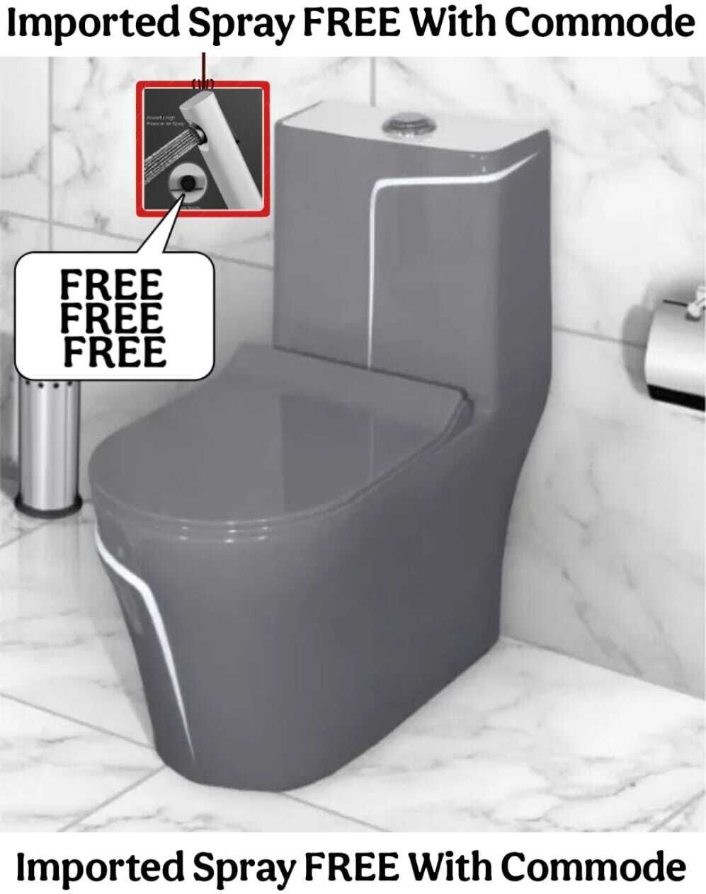 solano C011 Premium Quality Grey commode with White Finishing Line and Round Flush Button Western Commode-picture-27