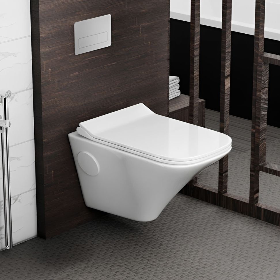 IMENZO Rimless Flushing system | Western Commode for Bathroom | Compact Wall Hung with Soft Close Seat Cover | made for ceramic Western Commode-image-8