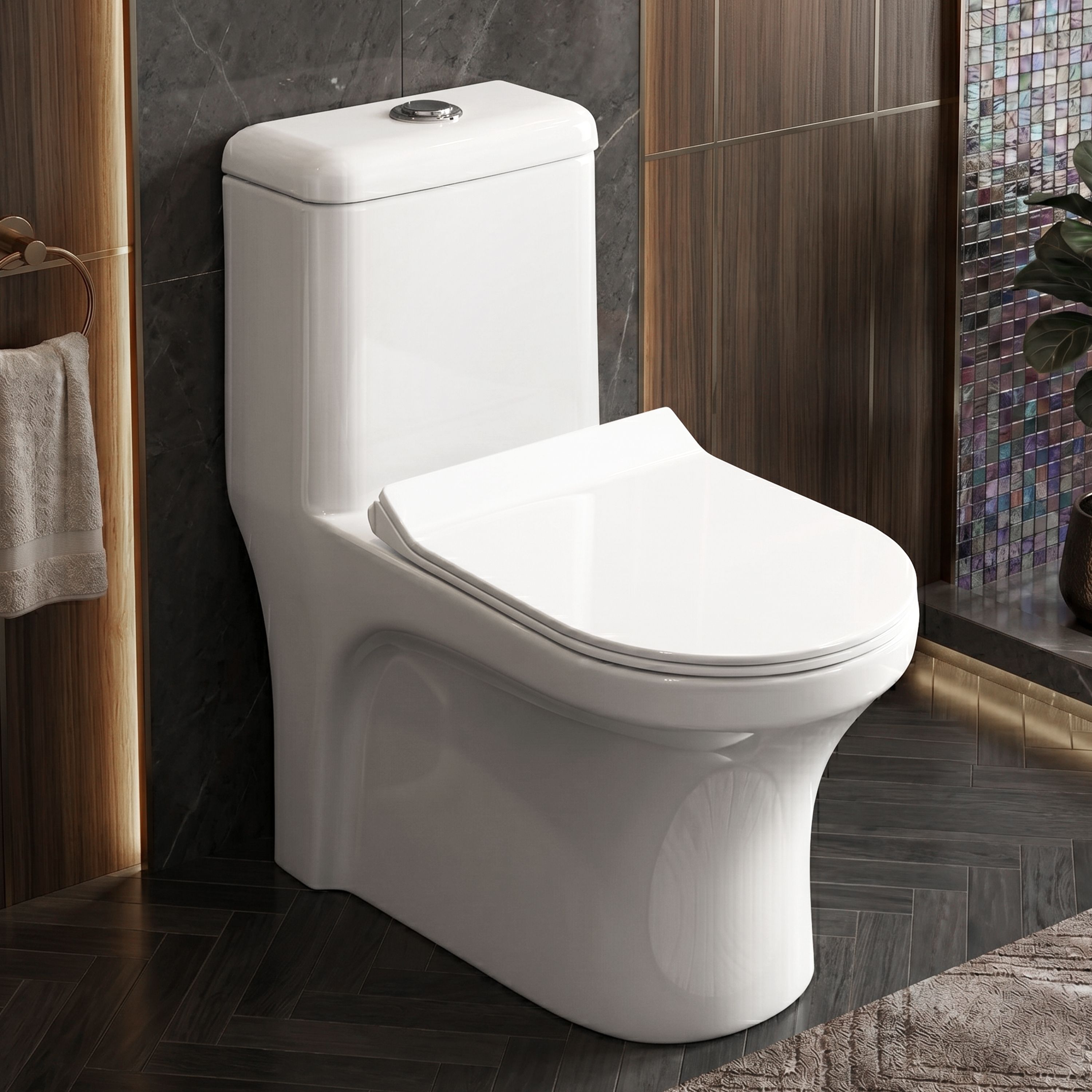 plantex Siphonic Flush System Ceramic Commode/S Trap Western Toilet with Siphonic Vacuum Flush/One Piece Western Commode With Soft Close Toilet Seat - (White, APS-1134) Western Commode-picture-10