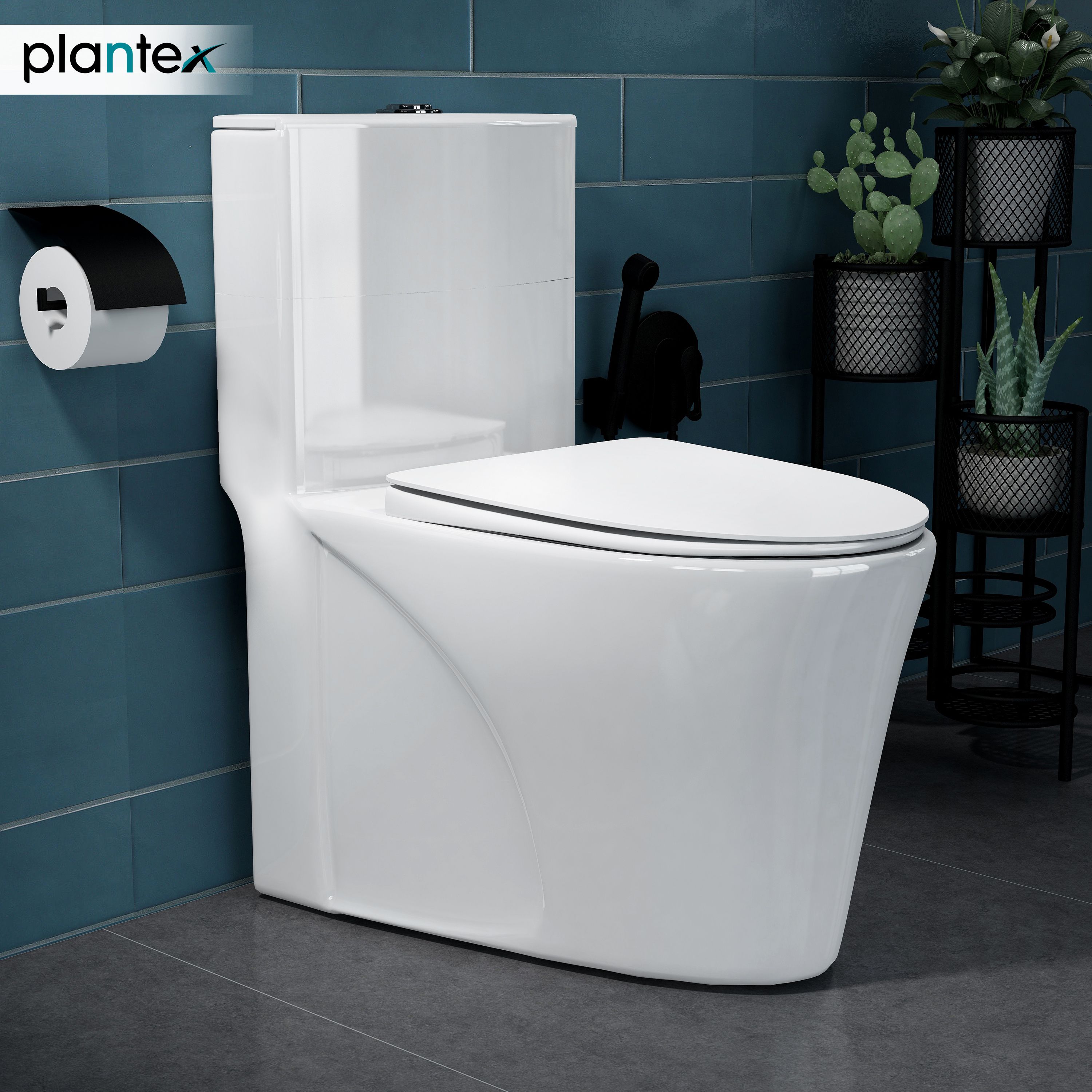 plantex Platinum Ceramic Rimless One Pcs Western Toilet/Commode for Toilet/Commode With Soft Close Toilet Seat - S Trap Outlet (APS-741) Western Commode-picture-27