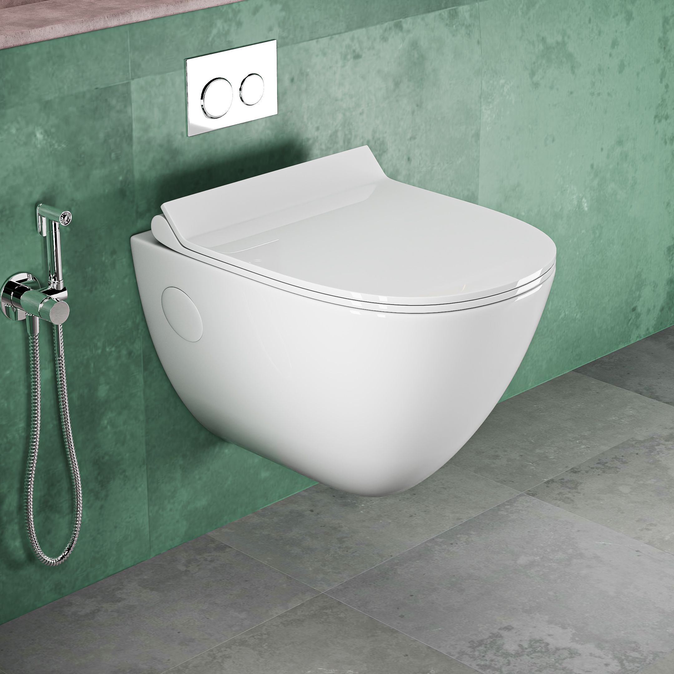 CROMA Premium Ceramic Wall Hung Commode/ Toilet Seat with Accessories CROMA Western Commode-image-44