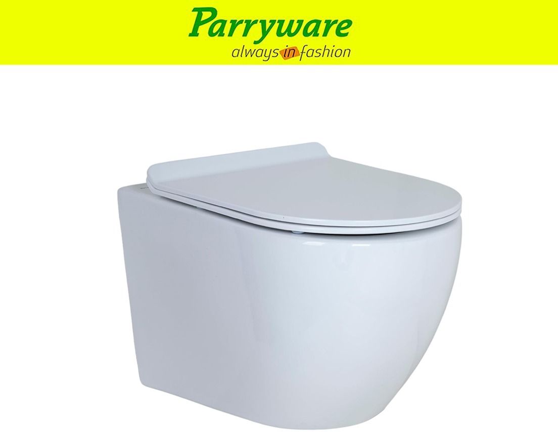 Wall Hung / Wall Mounted Rimfree / Rimless Designer Western Commode Toilet DOBBY Rimless Wall Mount WATER CLOSET/TOILET BOWL UF Soft Close Seat Cover 268 Western Commode-image-47