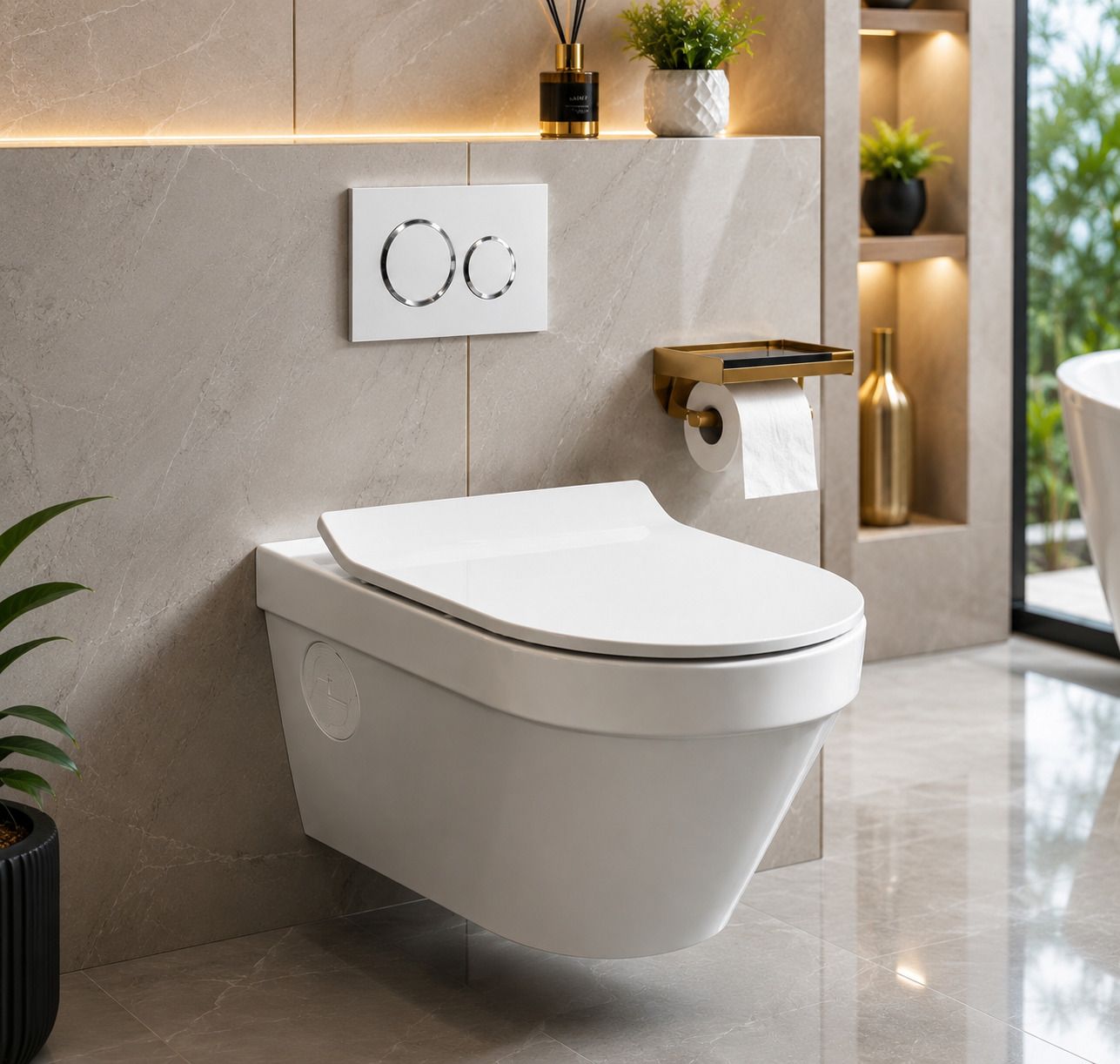 cara mark Dual Flush Compatible|Rimless Flushing Technology| Wall Mounted Rimless Ceramic Western Toilet Commode with Soft Close Seat Cover| Western Commode-picture-26