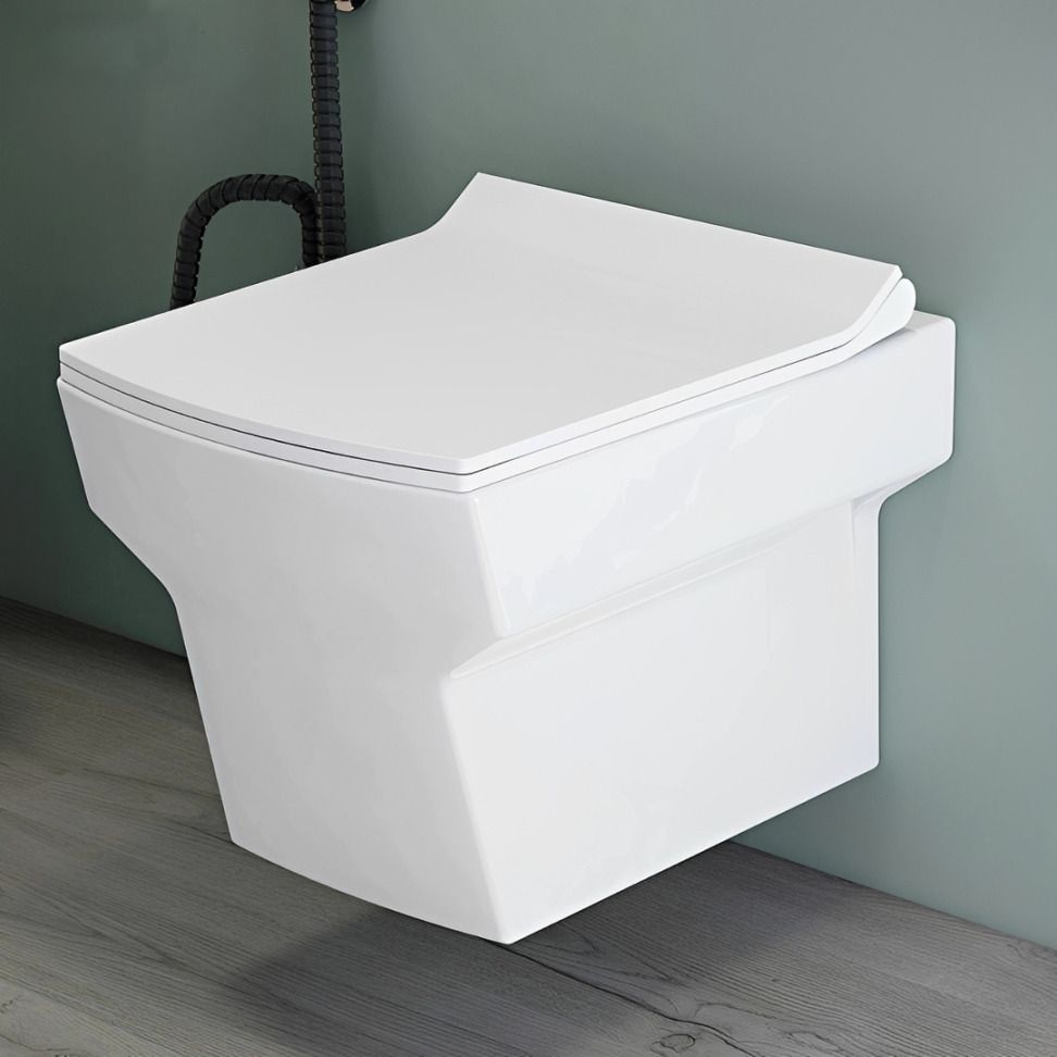 bathvery Commode for Toilet/Ceramic Western Commode/Rim Wall Hung Commode with Soft Closing Toilet Seat- P Trap Outlet - (PLAYA) Western Commode Western Commode-picture-16