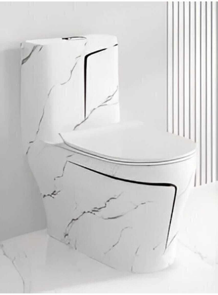 Premium Quality 1007 Shining White Marble Commode With Black Line And Round Flush Button Western Commode-image-23