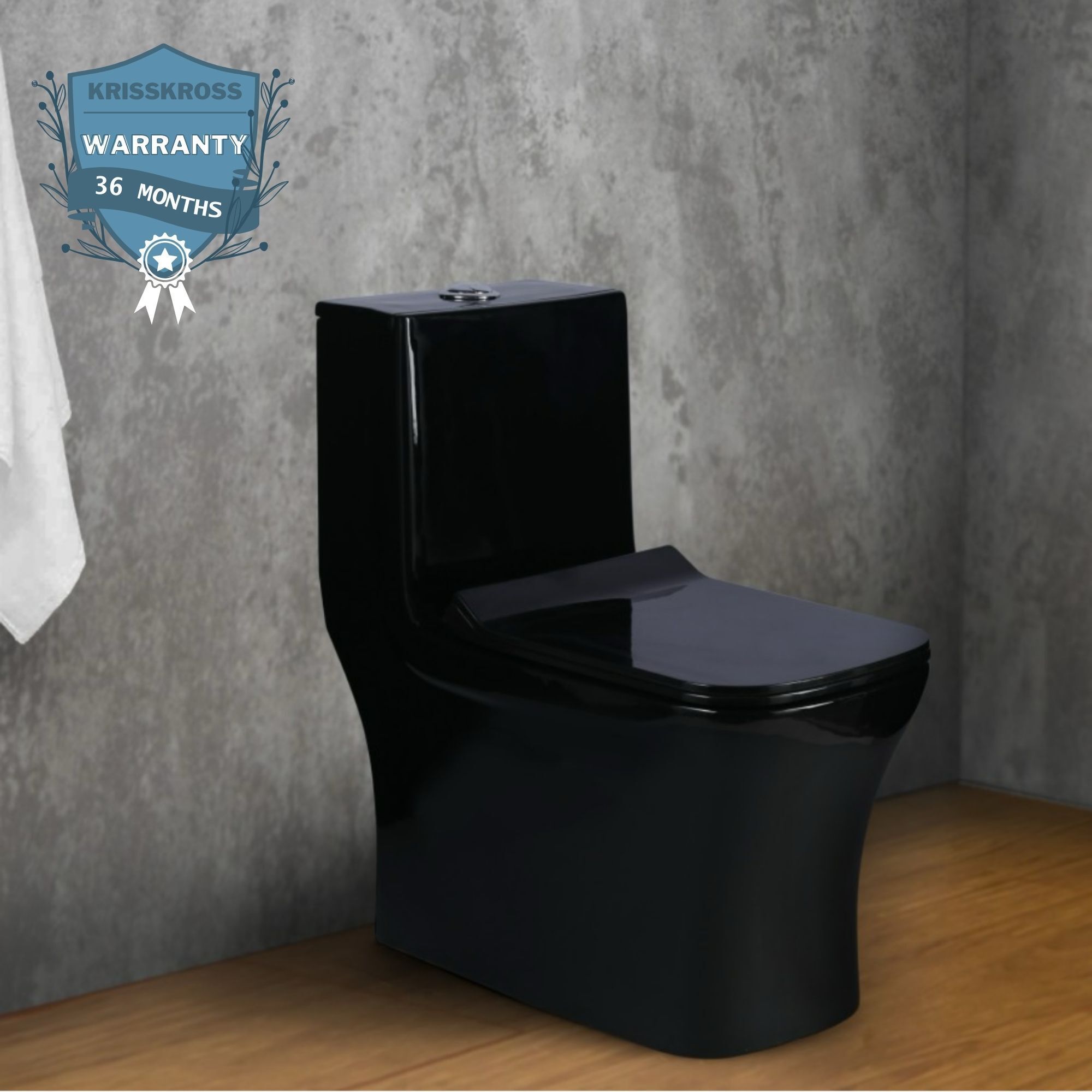 kriss kross PREMIUM GRADE CERAMIC Floor Mounted S Trap 225mm/9inches (Black) Western Commode-picture-16