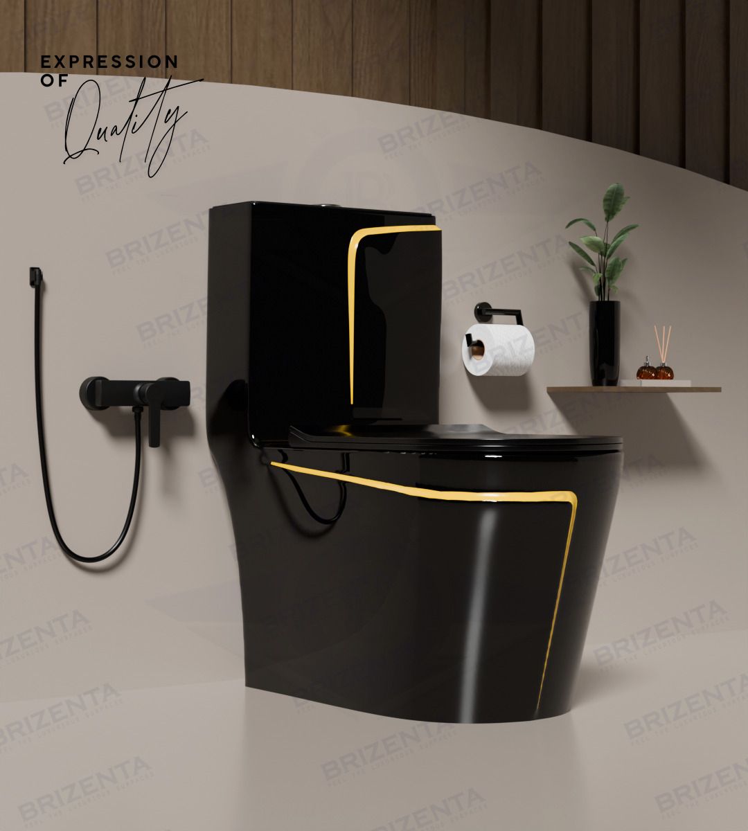 21010 Ceramic Zed Black commode with Yellow Line Finishing 21010 Western Commode-image-22