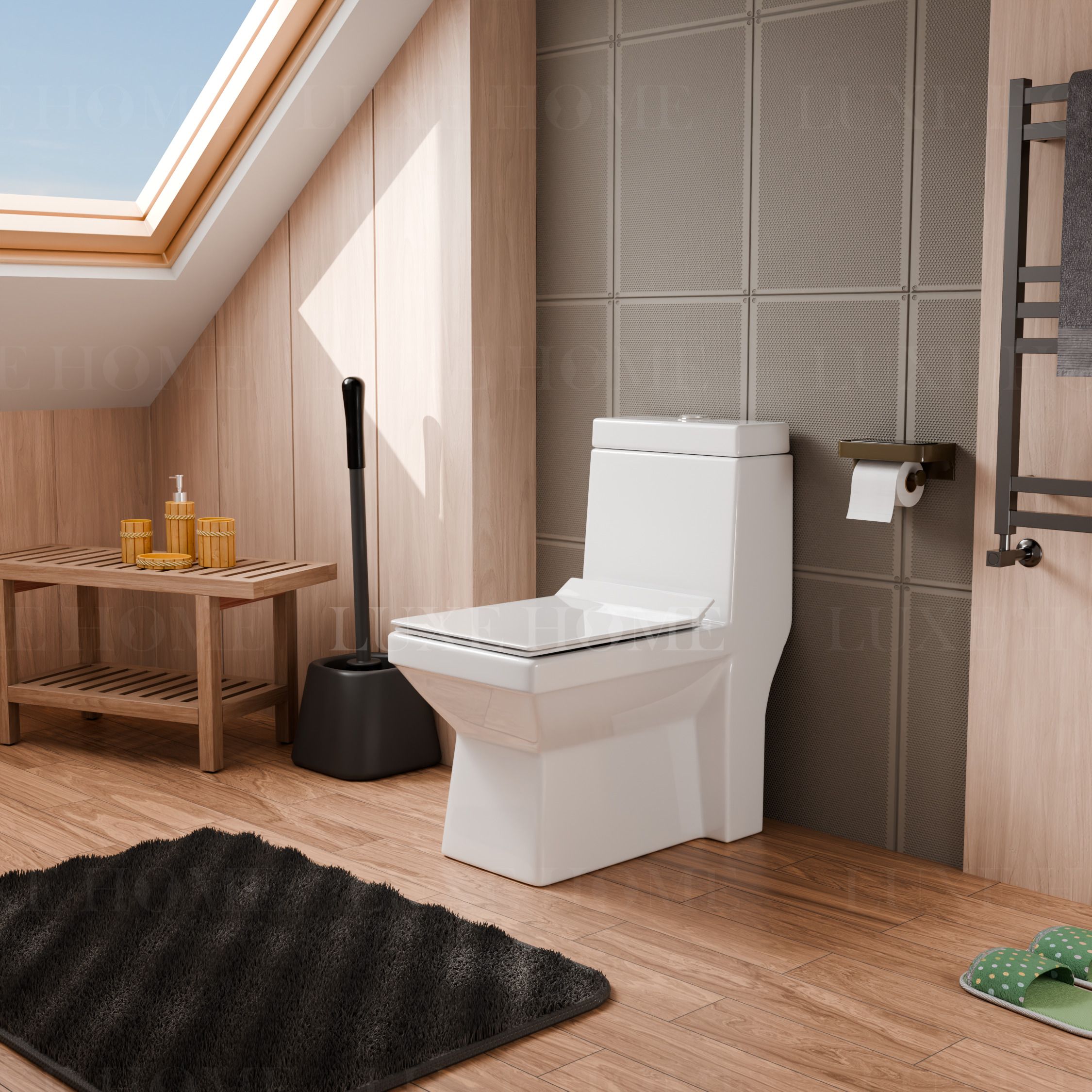 Space-Saving Modern Sleek Compact Design Commode with Water-Saving Dual Flush 113 S Trap Floor Mounted One Piece Commode / Toilet With Soft Close Seat Cover Western Commode