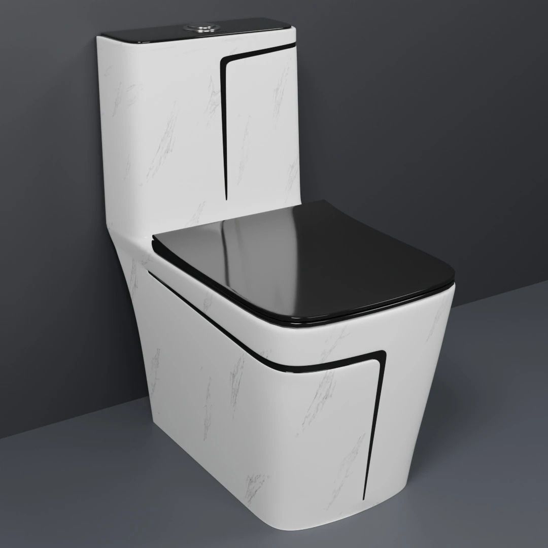C/T07 Premium Quality White Marble commode with Black Finishing Line and Round Flush Button Western Commode-image-29