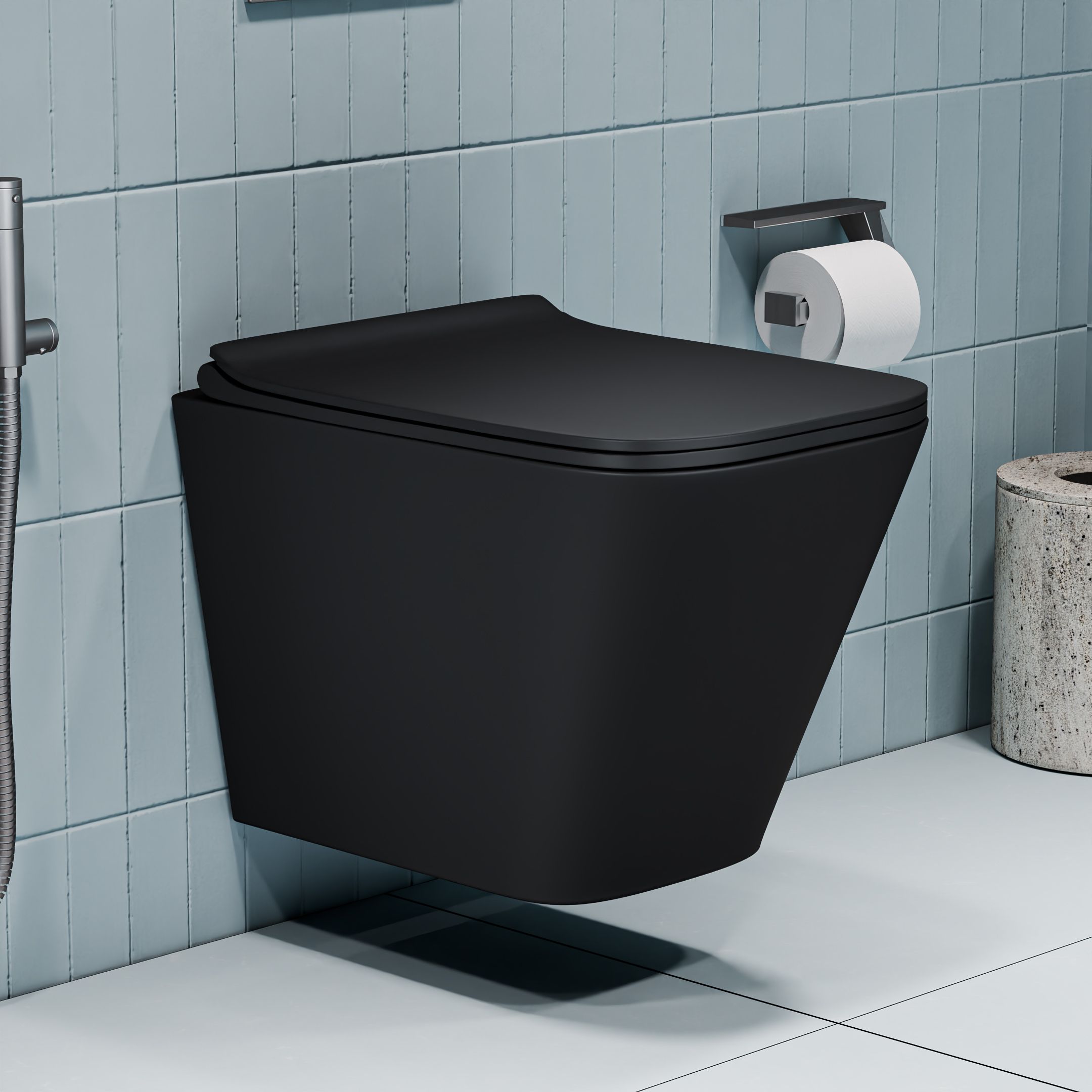 syon Toilet with Accessories MATT BLACK Western Commode-picture-14