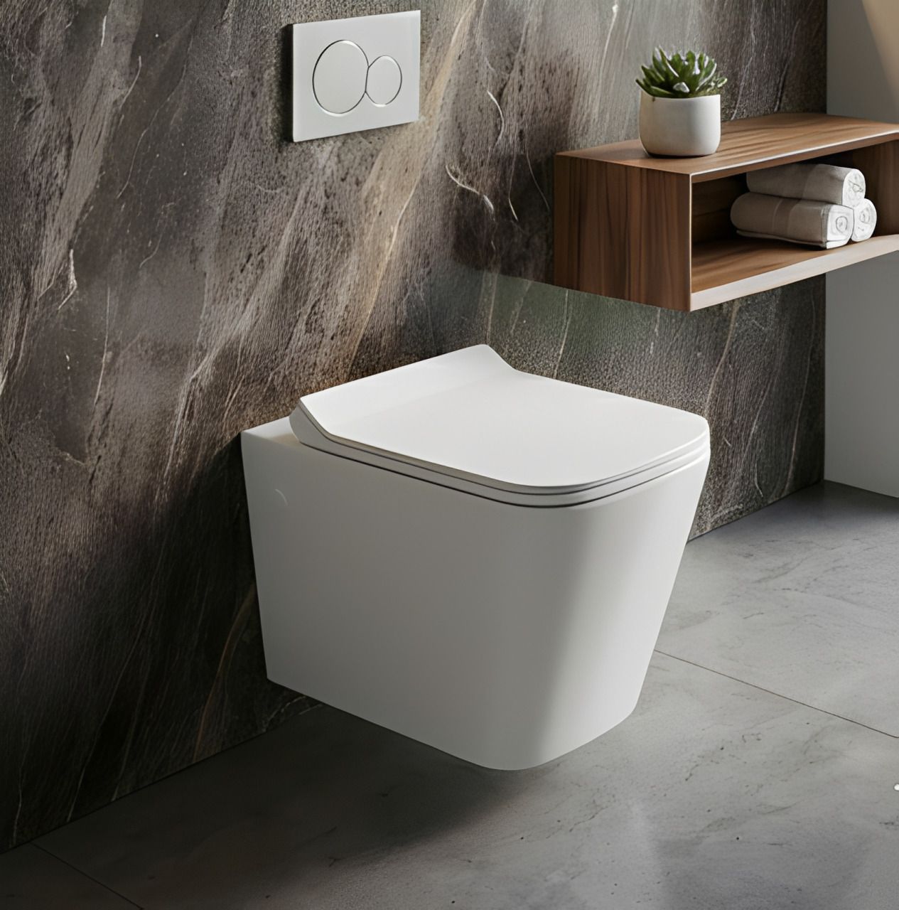 Wall Mounted Toilet | Rimless Ceramic Western Bathroom Commode with L-KEY Bolt | Eco-Flush Technology & Quiet-Close Lid | Fully Glazed, White, 557mm x 346mm Western Commode-image-43