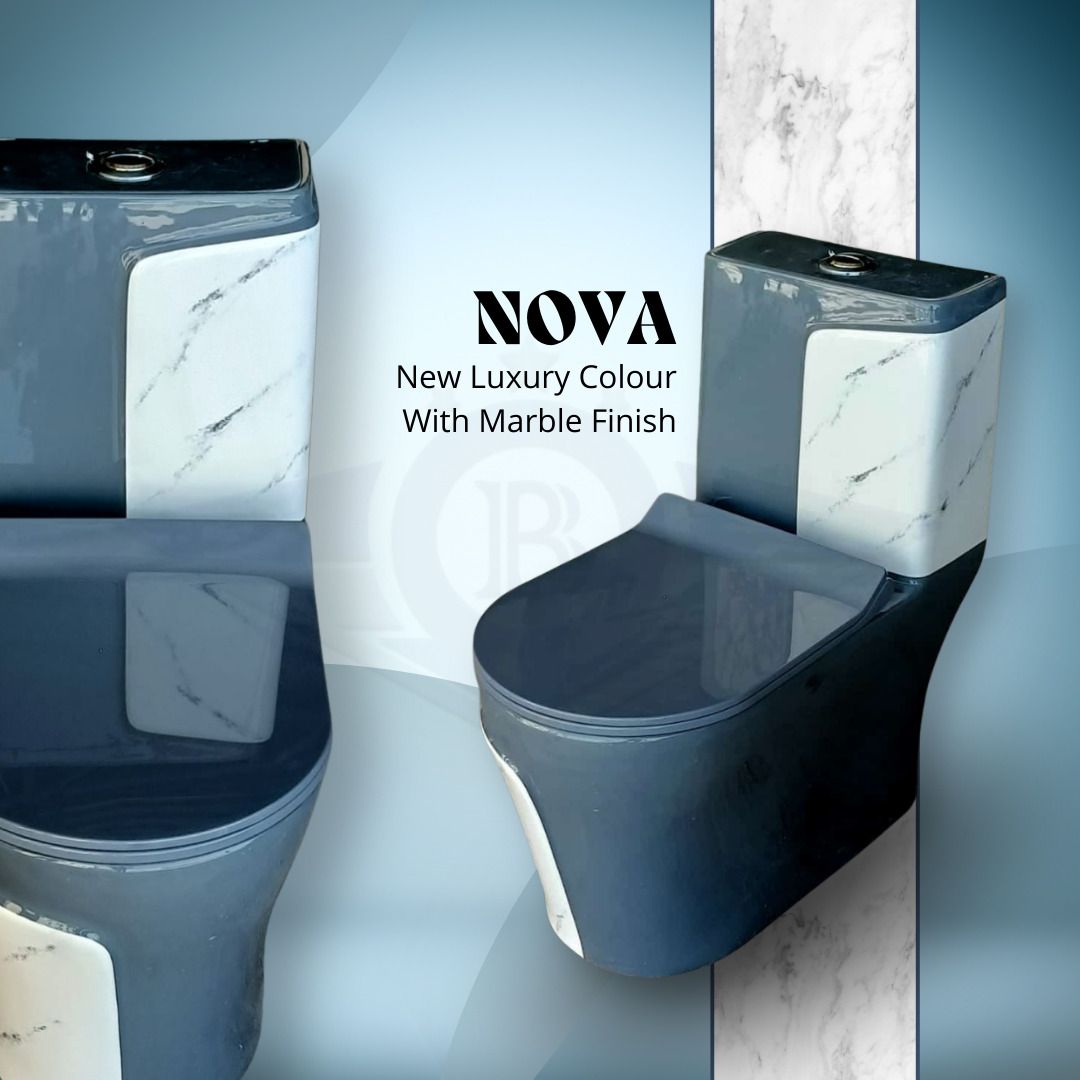 RM1016 Ceramic Slate Grey commode with Marble Finishing Ceramic S TYPE /Water Closet With Soft Close Toilet Seat Western Commode-image-5