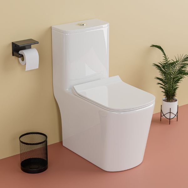 NOVEL 6D 220 MM/9 inch One-Piece Floor Mounted Toilet | Western Bathroom Commode 9006 Western Commode-image-10
