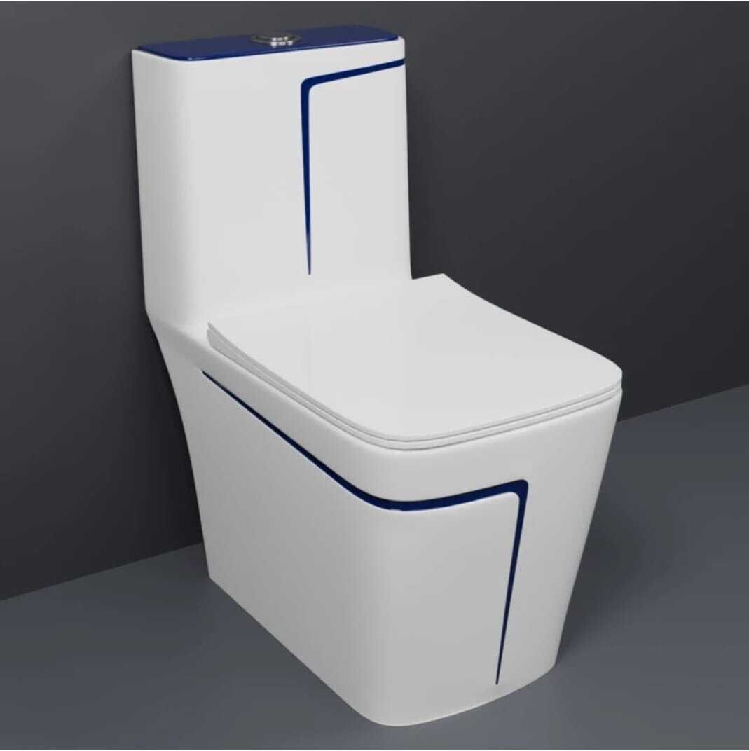 Dimond Quality LT02 White commode with Blue Finishing Line and Round Flush Button Western Commode-image-22