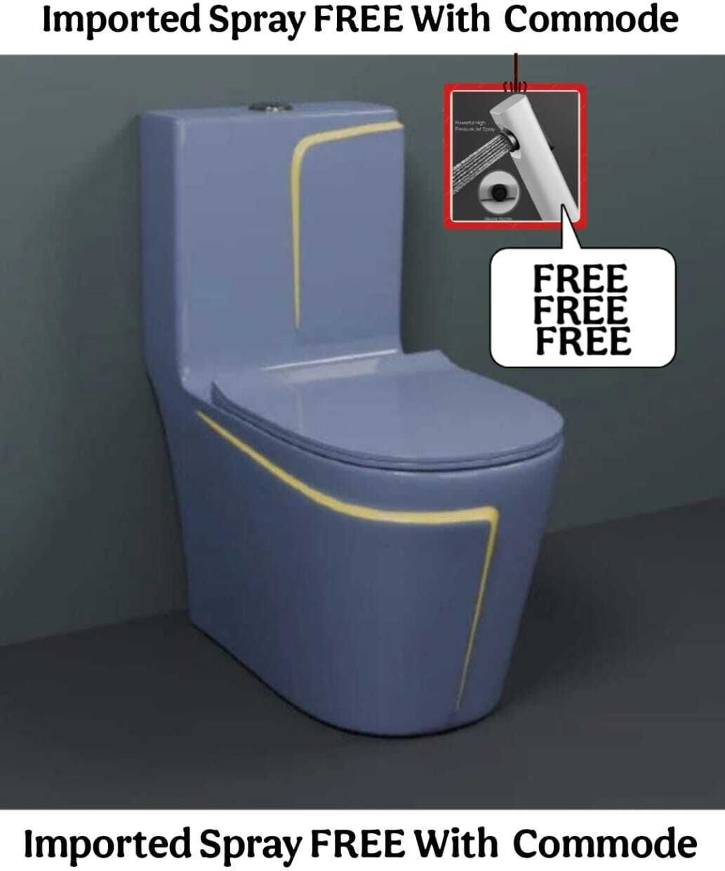 C013 Premium Grey commode with Yellow Finishing Line and Round Flush Button Western Commode-image-41