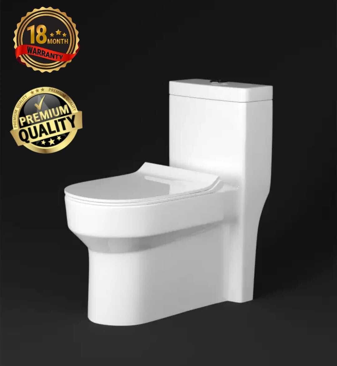 lurexa W/504 Premium Quality Ceramic One Piece Commode With Slim Soft Close Seat Cover [S Trap 225mm(9Inch)] Western Commode-picture-31