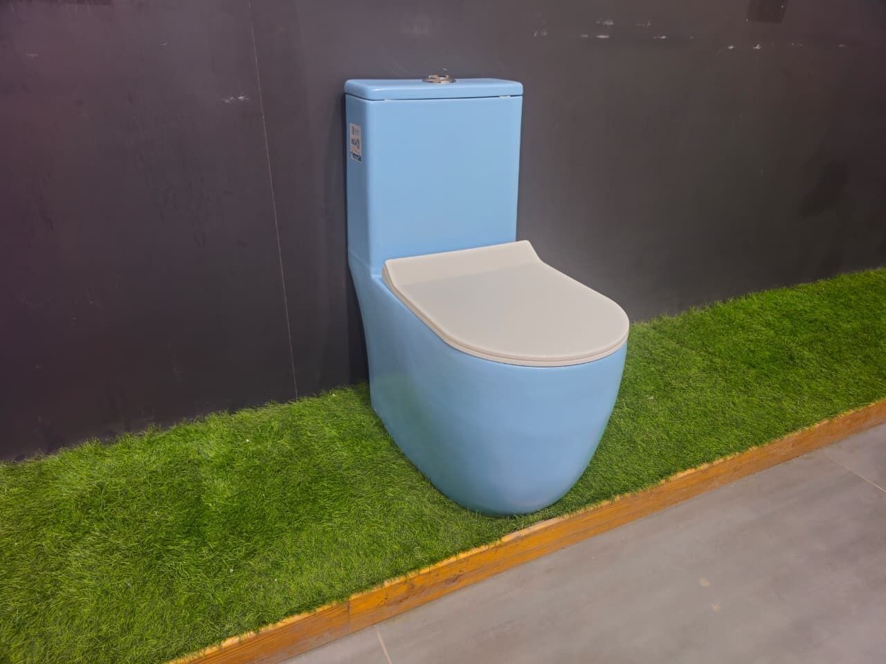 dot Premium Quality S. Blue Matt Western Toilet/Water Closet/Commode With Soft Close White Toilet Seat Cover With Round Flush Button Western Commode-picture-17