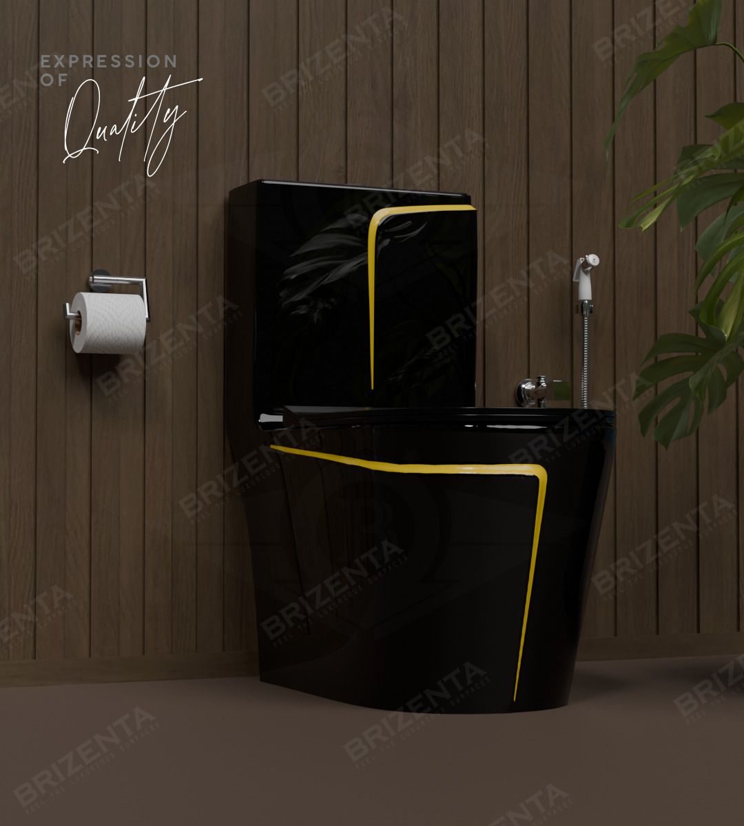 31010 Ceramic Zed Black commode with Yellow Line Finishing 31010 Western Commode-image-20