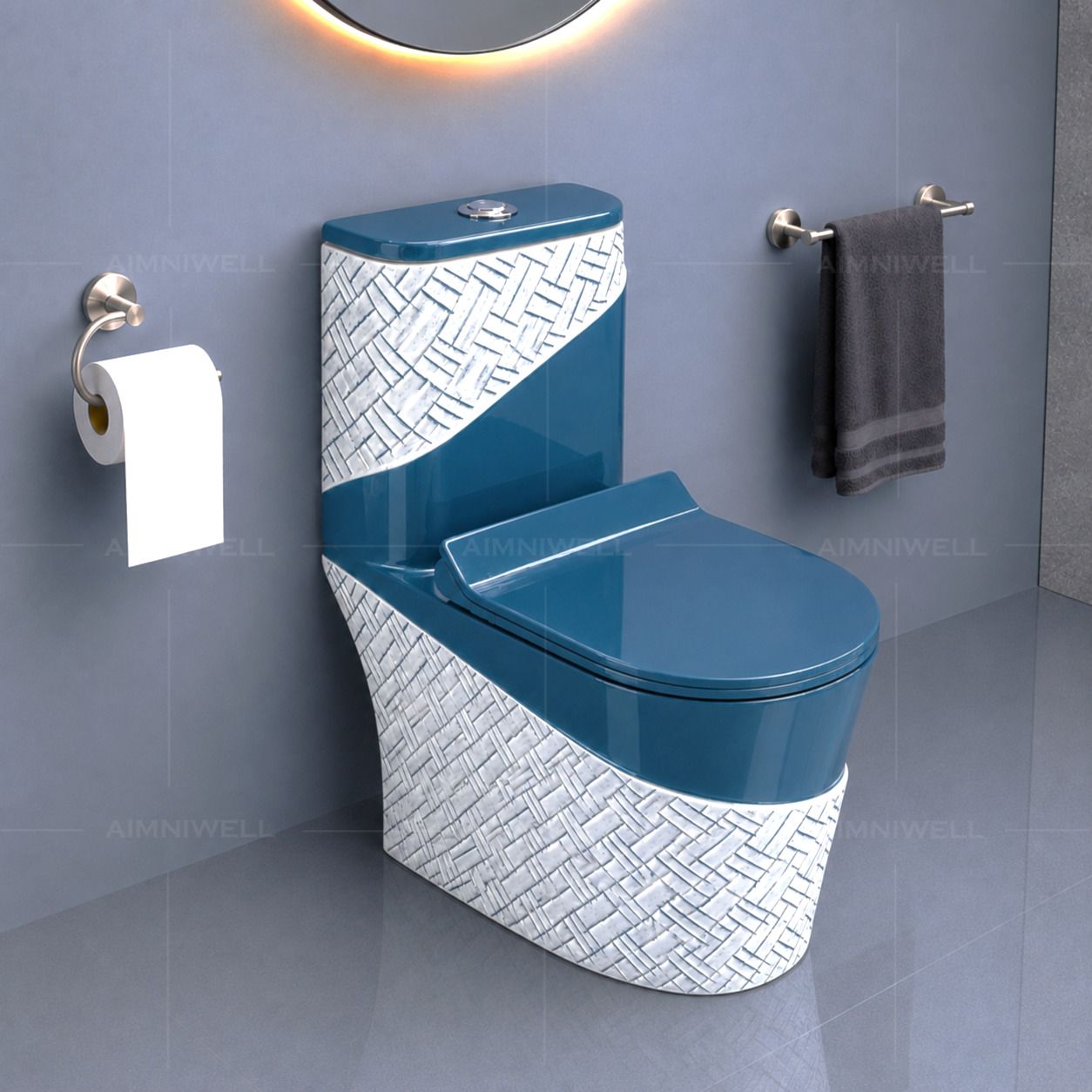 aimniwell Western Commodes | Toilet Commode | S Trap | Commode Full Set | Blue Aura 3058 Western Commode-picture-10