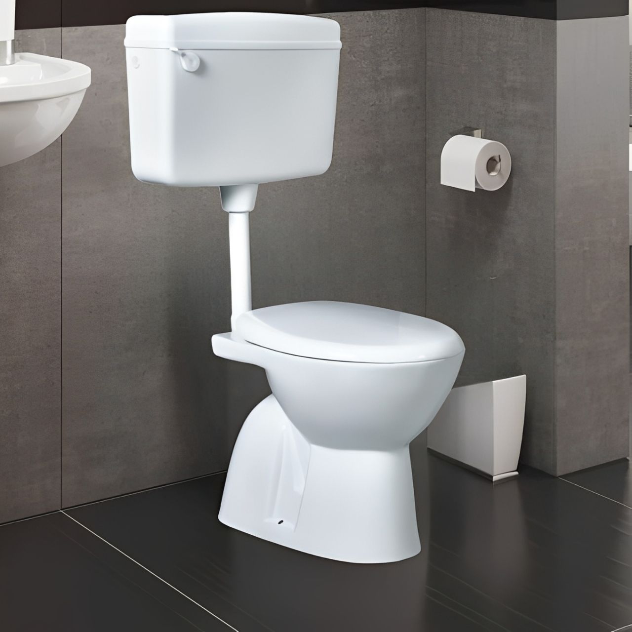 Round.ewc+fluctank wash down Flushing system | Western Commode for Bathroom | flor Mounted with Soft Close Seat Cover | made for ceramic Western Commode