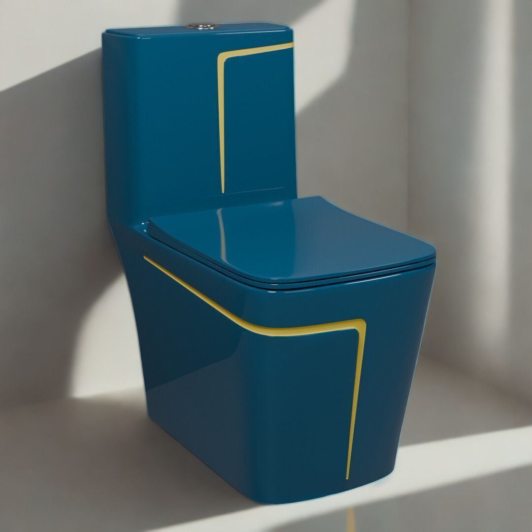ontemporary Designer Commode | High-Gloss Blue Finish | Premium Soft Close Seat Toilet | Premium Grade Quality | Square Shape | Floor Mounted | S Trap AI2026 Western Commode-image-48