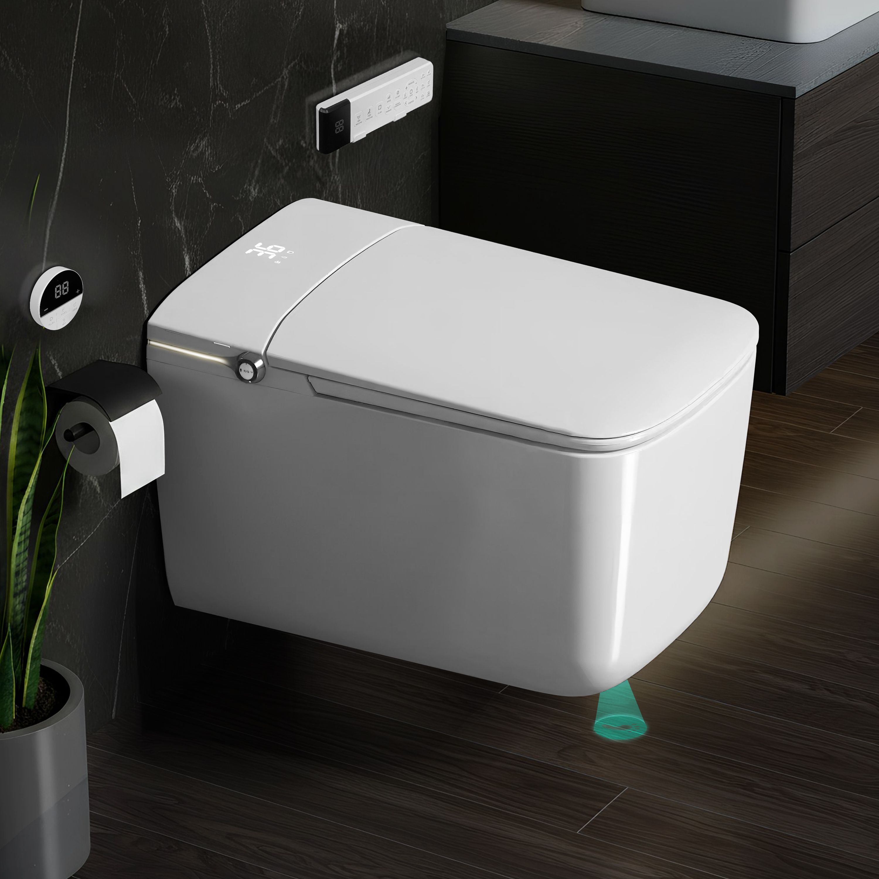 Smart Commode With Foot Sensors/Touchless Toilet With Water Saving Technology/ Equipped With Water & Seat Temprature Control - P trap Toilet Western Commode-image-39