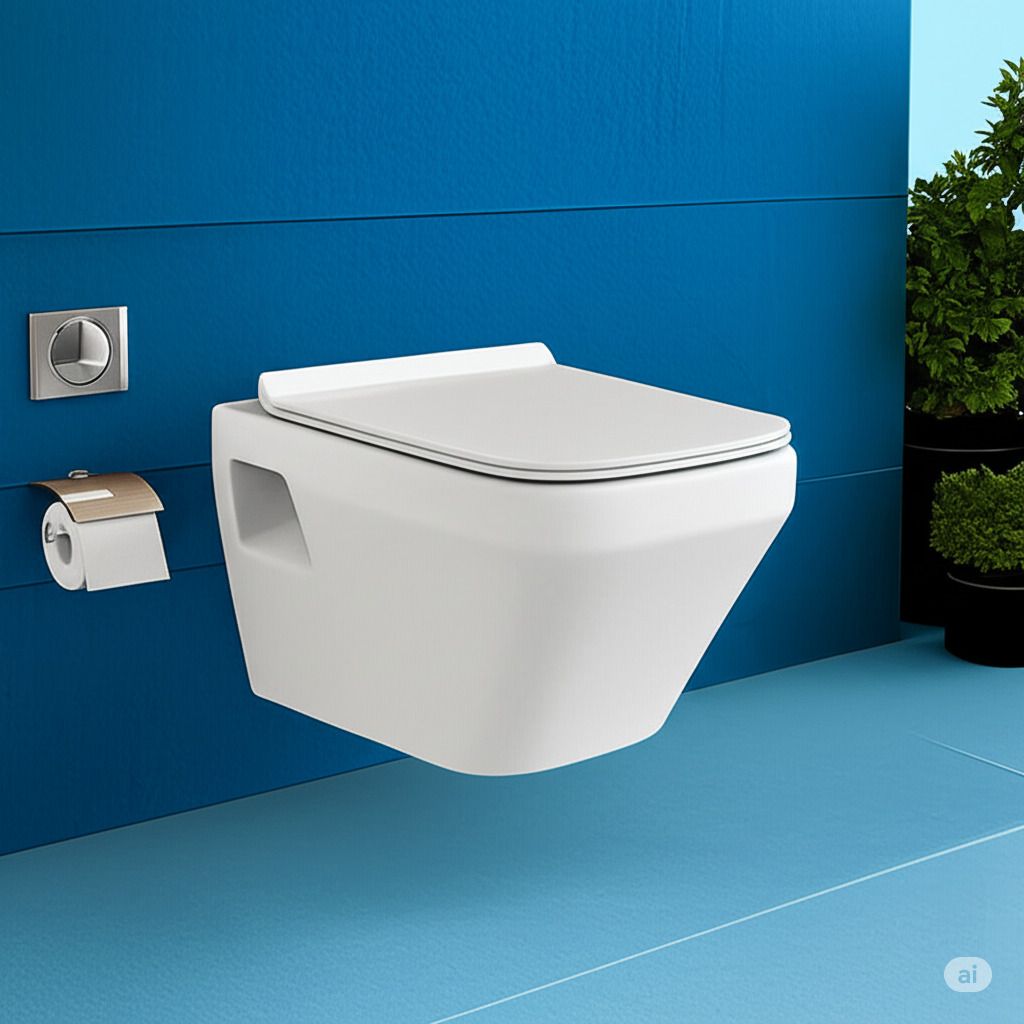 moro CUBIX Western Toilet Premium S Trap Commode for Bathroom| Anti-Bacterial Glazed White Western Commode Western Commode-picture-12