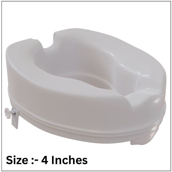 High Elevated 4 Inch Toilet Seat Raiser | Portable Assistance Lock Stand | Premium & Durable Commode Raiser for Adults | Western Commode-image-48