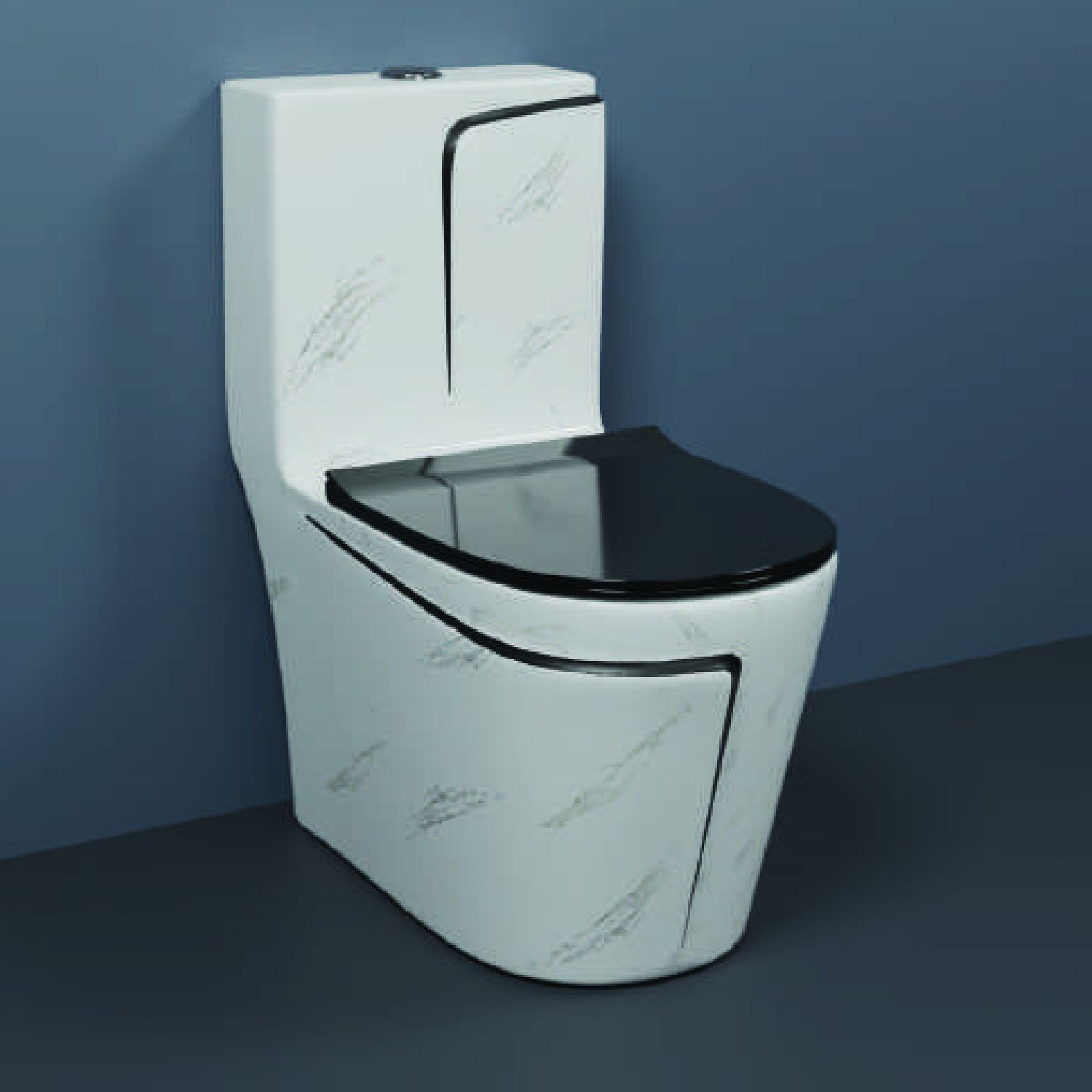 One-Piece Western Commode | Modern Ceramic Water Closet with Soft Close Seat RM - 1007 | 660L x 375W x 740H mm Western Commode-image-39