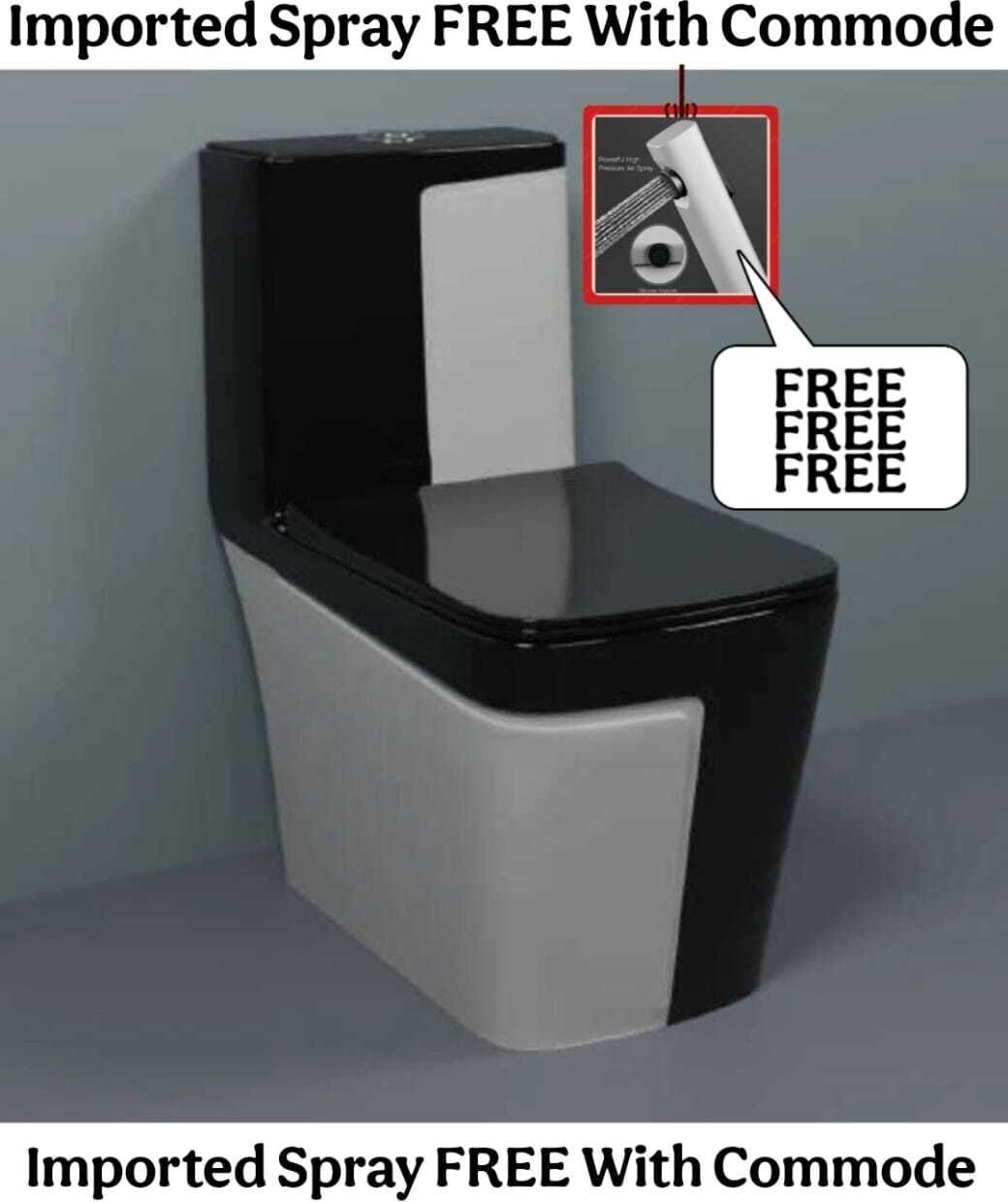 solano Dimond Quality LT021 Super Black Commode With Matt Smoke Grey Finish And Round Flush Button Western Commode-picture-16