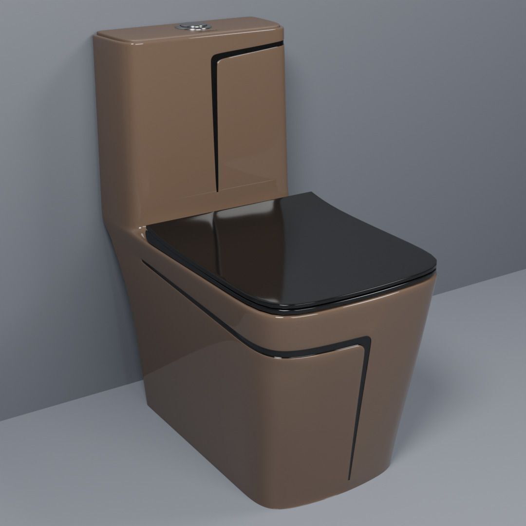 Premium Quality 2025 Shining Choco Brown Commode With Black Finishing Line And Round Flush Button Western Commode-image-25