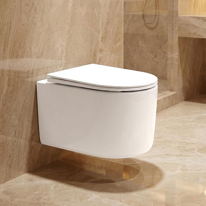 | Wall Hung Western Toilet for Bathroom with 10 Year Glaze Warranty | Dual Hole Tornado Flush | Seat Cover | 180 mm P Trap| L-KEY WALL MOUNTED | Western Commode-image-10