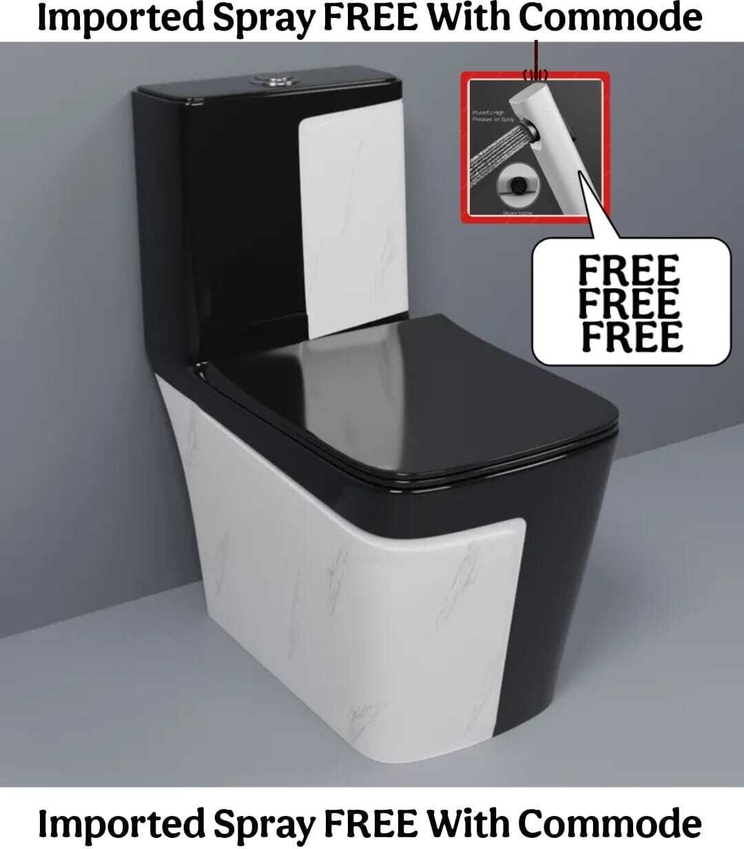 solano Dimond Quality LT014 Super Black Commode With White Marble Finish And Round Flush Button Western Commode-picture-25