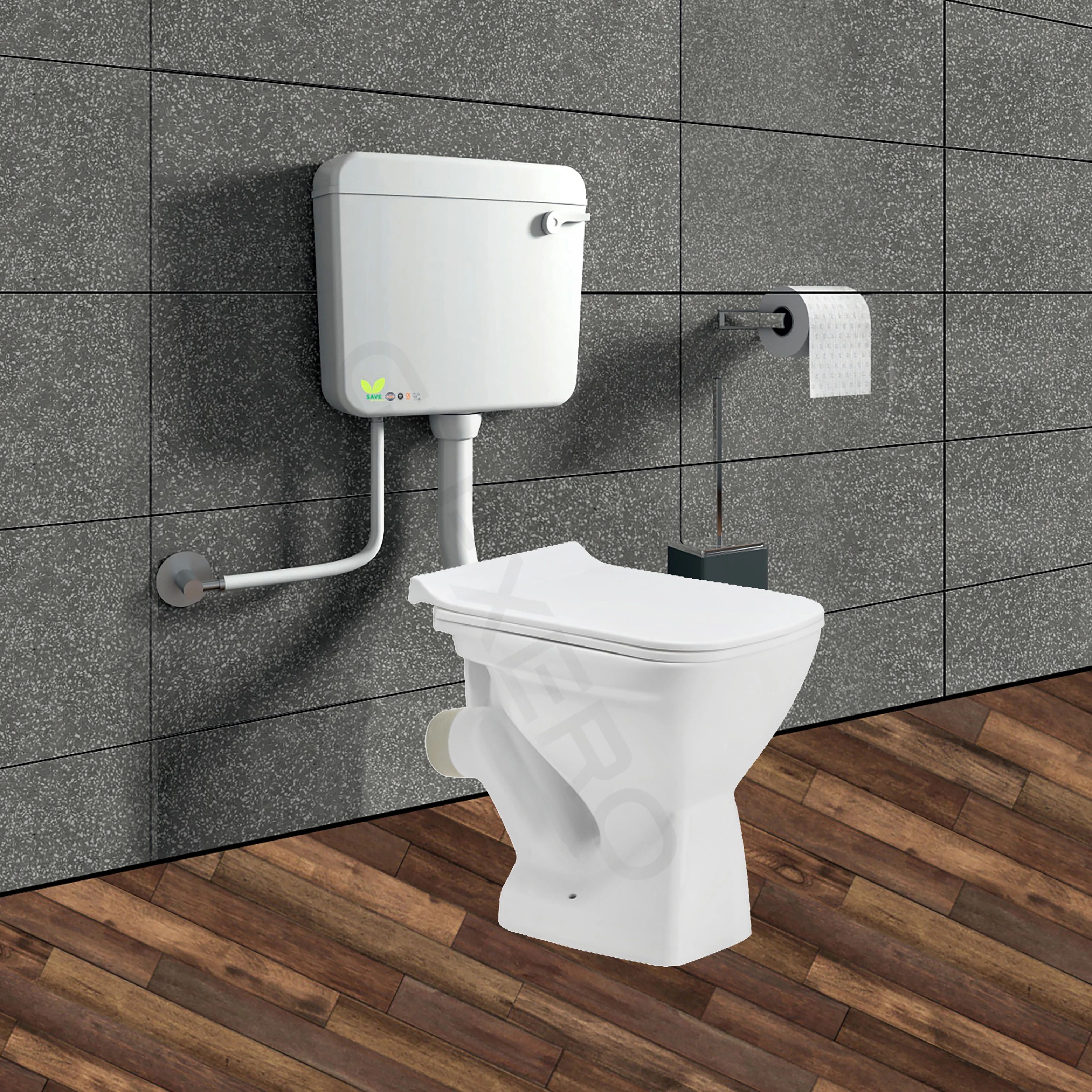 Luxurious Ceramic Soft Close Toilet Seat Floor Mounted Square P Trap Western Commode-image-4