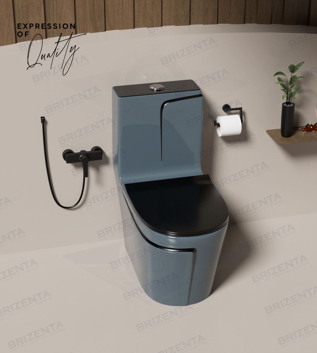 21009 Ceramic Slate Grey commode with Black Line Finishing 21009 Western Commode-image-15