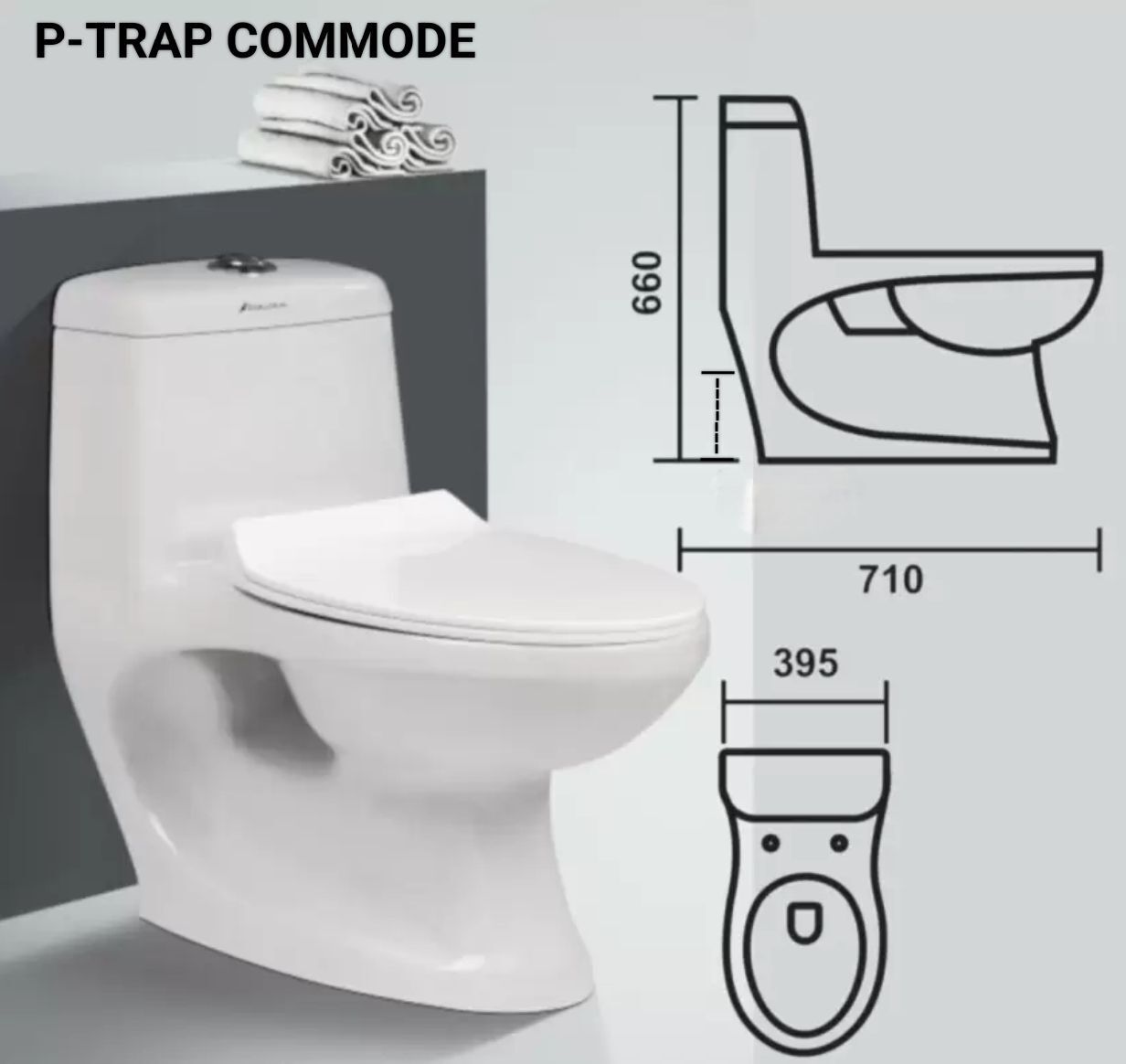 clayplus P-TRAP CERAMIC ONE PIECE WESTERN TOILET COMMODE WITH SEAT COVER Western Commode-picture-27