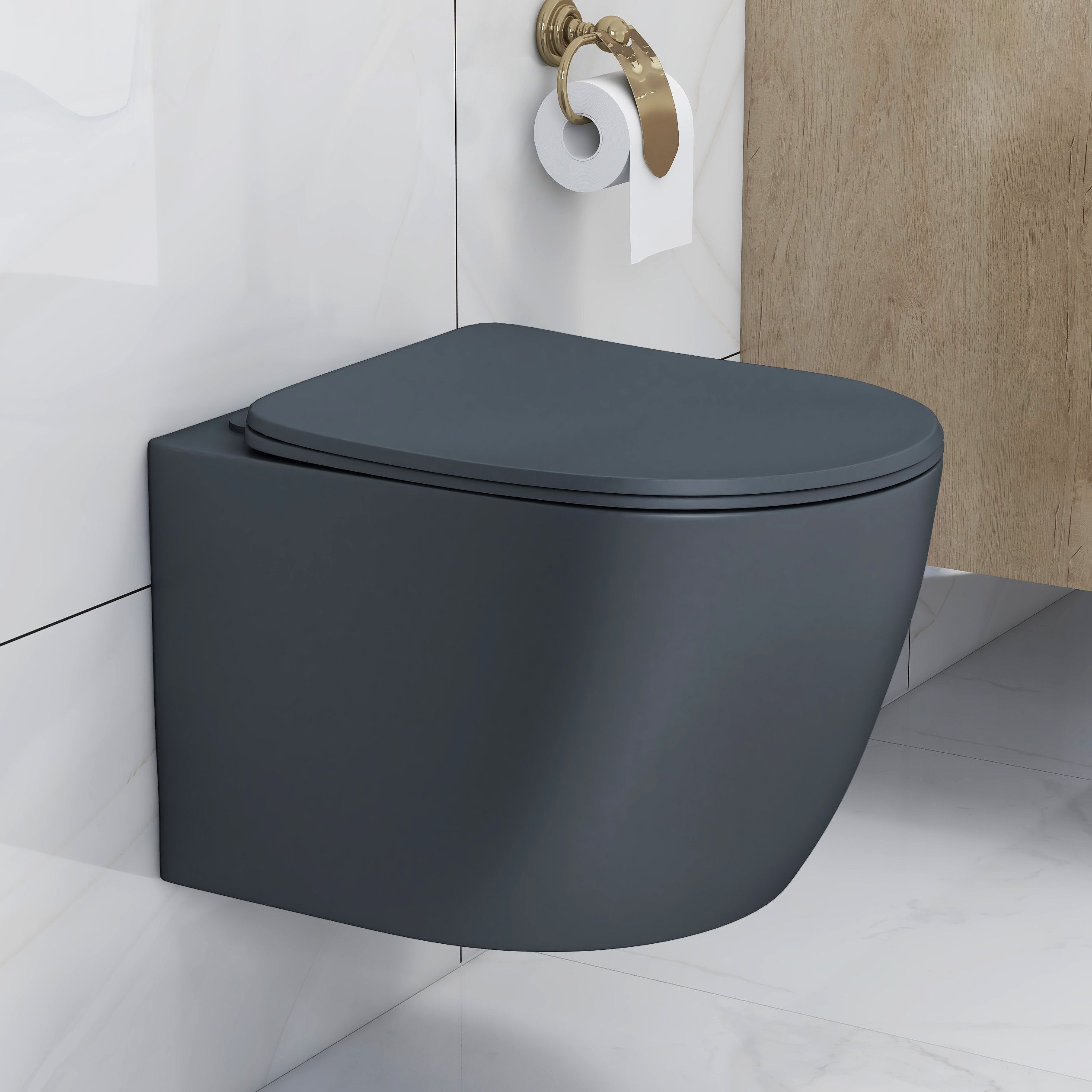 Ceramic Wall Hung Commode for Toilet/ P Trap Rimless Western Commode with Soft Closing Toilet Seat - (Round - APS-3043) Western Commode-image-29