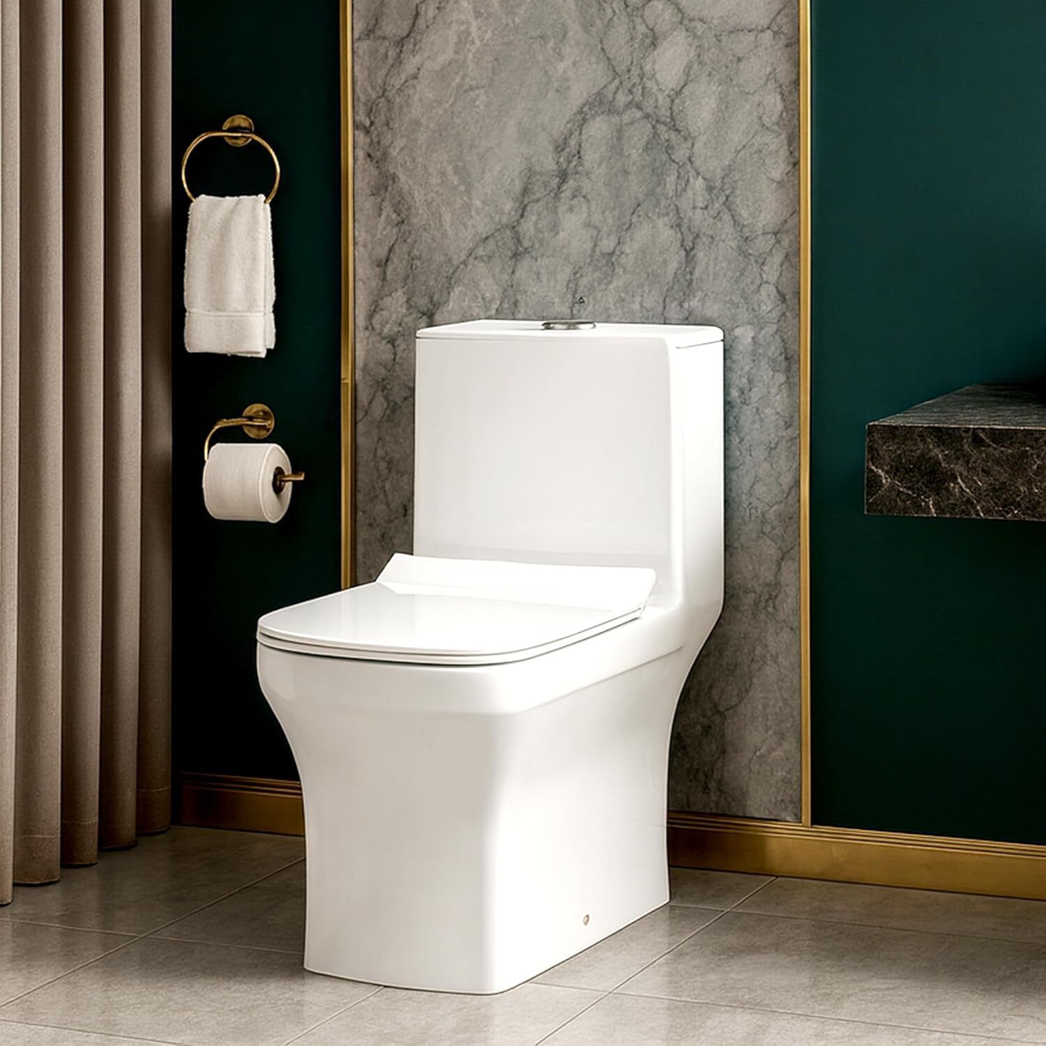Premium One Piece Ceramic Western Floor Mounted Western Toilet/Commode Square With Soft Close Seat Cover For Toilets S-Trap Outlet Is From Floor Western Commode-image-13