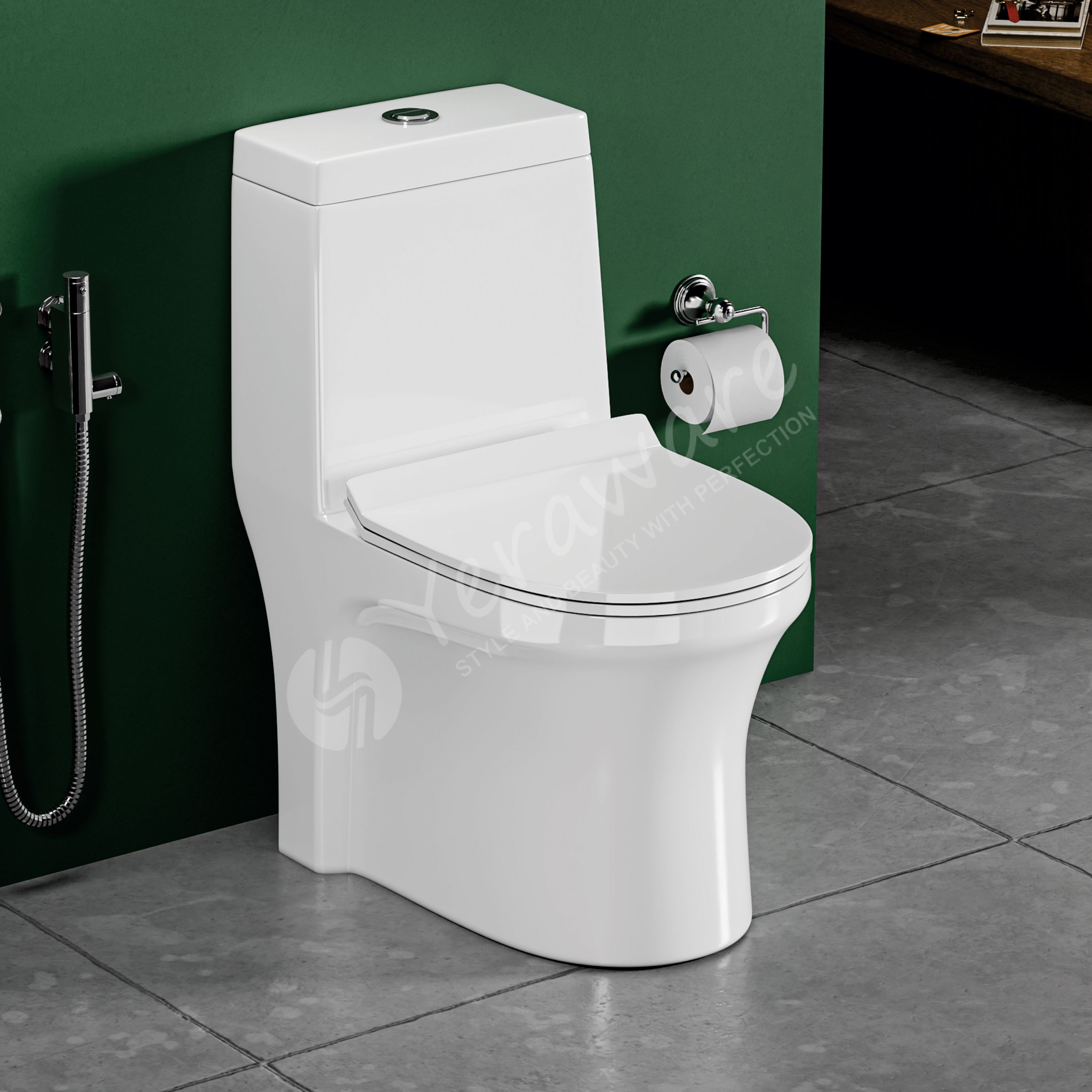 yeraware Soft Close Seat Cover Water Saving Flush System One Piece Ceramic Commode | Dual Flush Western Toilet Commode Western Commode-picture-38