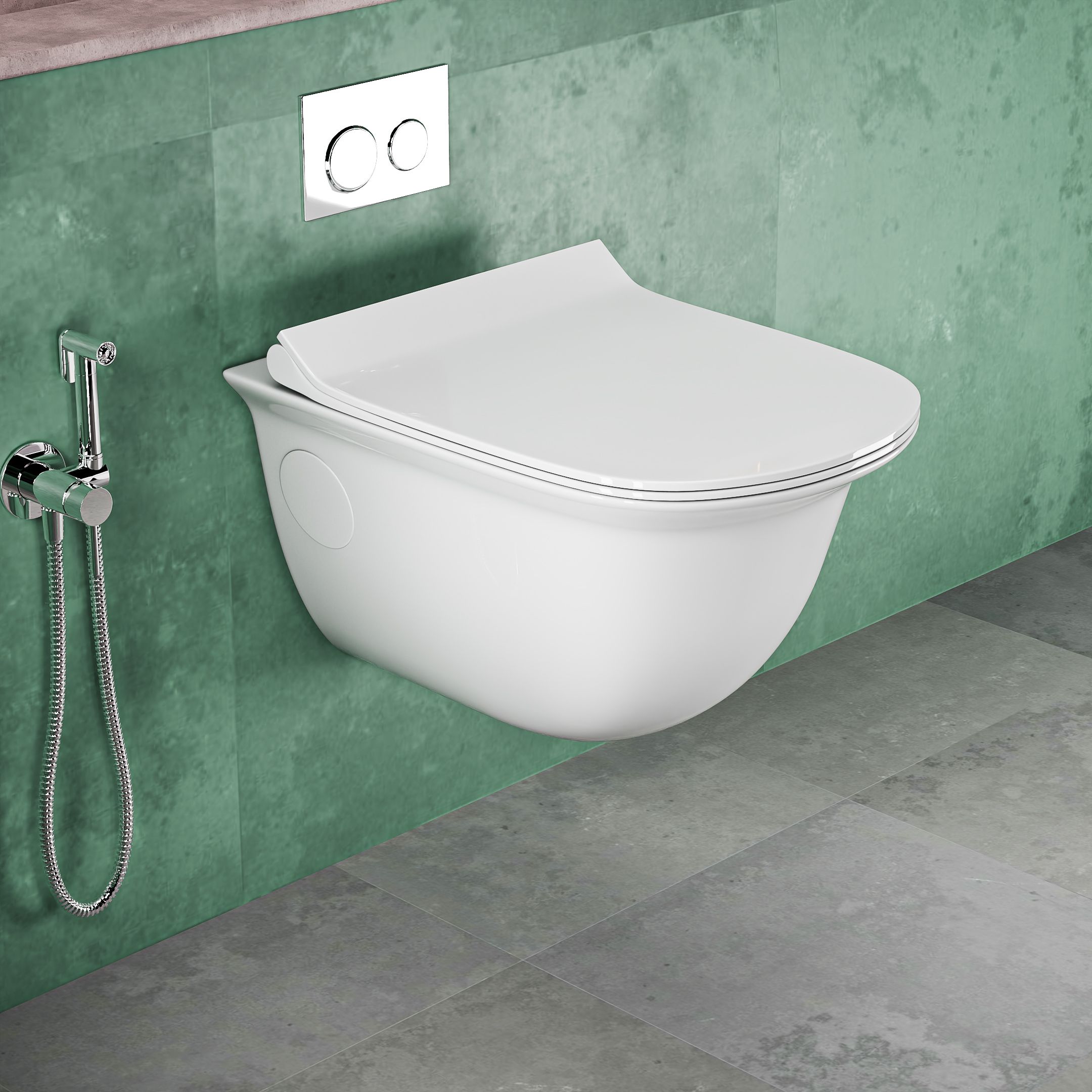 syon MIRROR Premium Ceramic Wall Hung Commode/ Toilet Seat with Accessories MIRROR Western Commode-picture-6