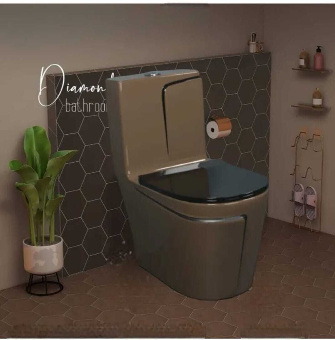 Premium Quality 1025 Shining Choco Brown commode with Black Finishing Line And Round Flush Button Western Commode-image-23