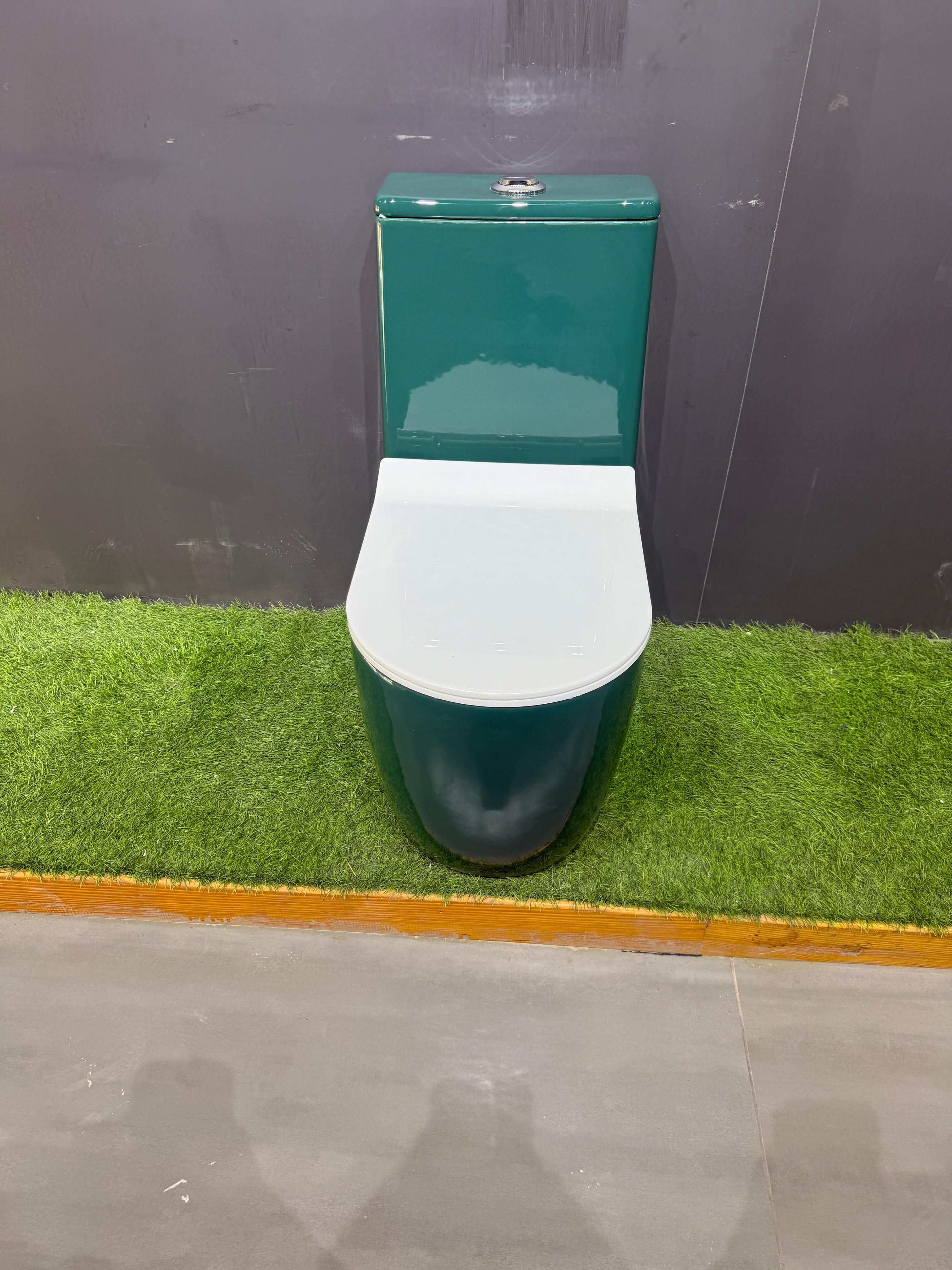 Premium Quality Royal Green Western Toilet/Water Closet/Commode With Soft Close White Toilet Seat With Round Flush Button Western Commode-image-48