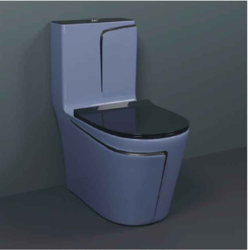 C09 Premium Quality Grey Commode With Black Finishing LIne & Round Flush Button Gray Black Line Western Commode-image-5