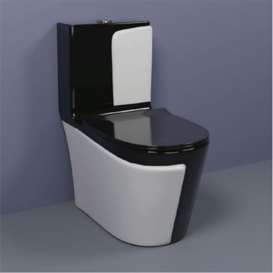 Premium Quality C021 Premium Quality Shining Black commode with Steel Grey Finish and Round Western Commode-image-11