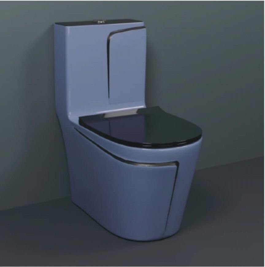 lurexa C09 Premium Quality Grey Commode With Black Finishing LIne & Round Flush Button Gray Black Line Western Commode-picture-39