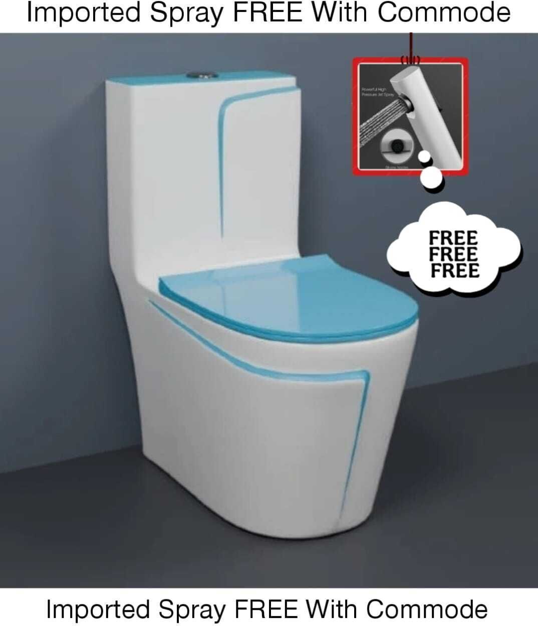 C03 Premium White Commode With T Blue Finishing Line And Round Flush Button Western Commode-image-5