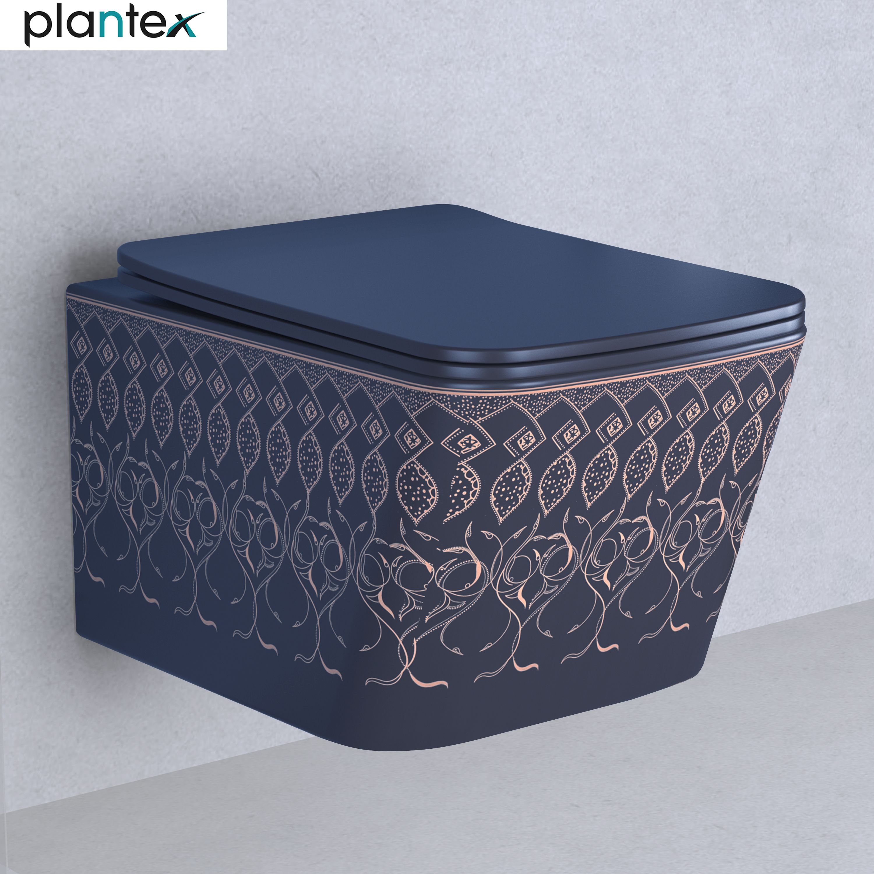 plantex Ceramic Commode for Toilet/Rimless Western Commode/Commode with Soft Closing Toilet Seat - P Trap - (LAS04, Blue) Western Commode-picture-42