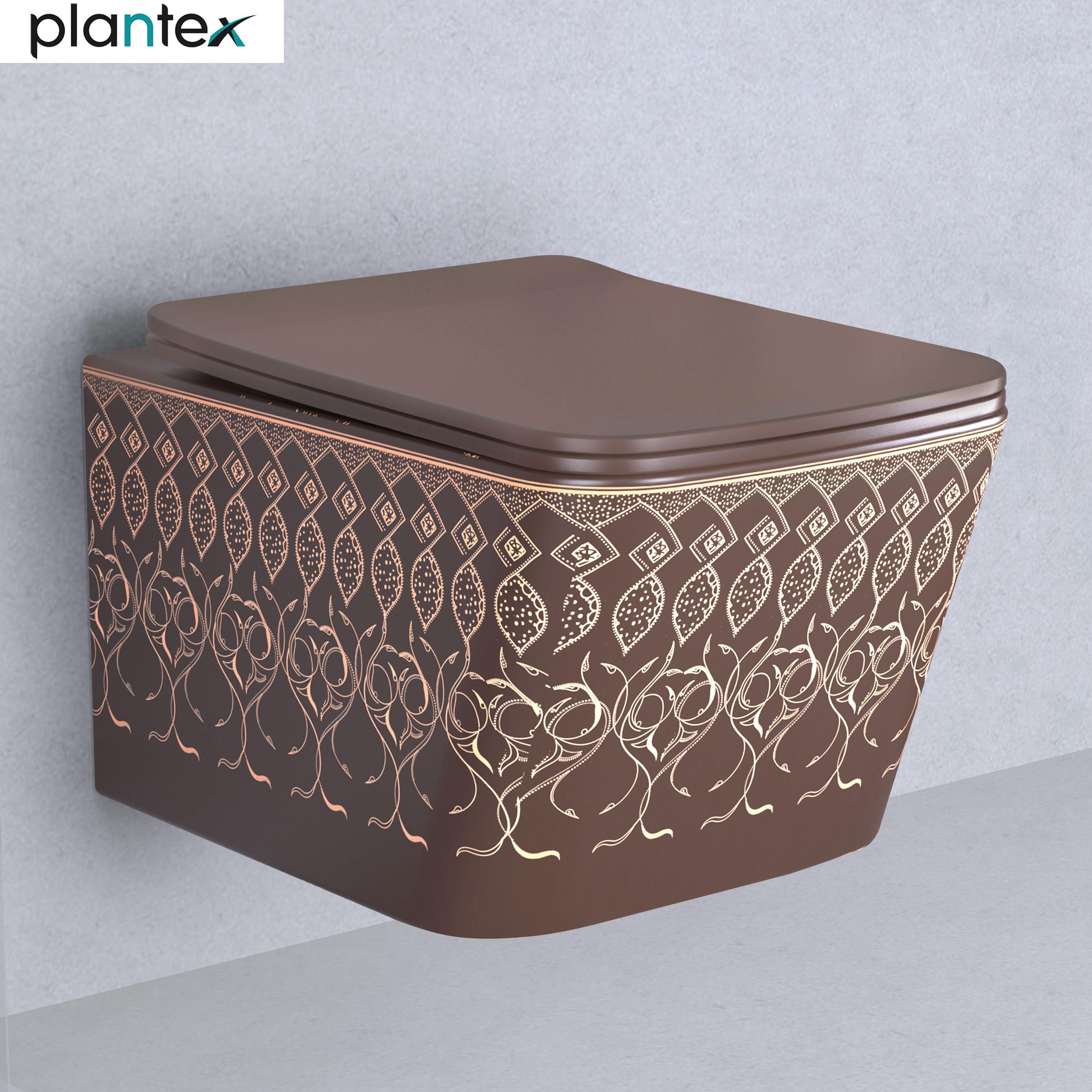 plantex Ceramic Commode for Toilet/Rimless Western Commode/Commode with Soft Closing Toilet Seat - P Trap - (LAS05, Brown) Western Commode-picture-12