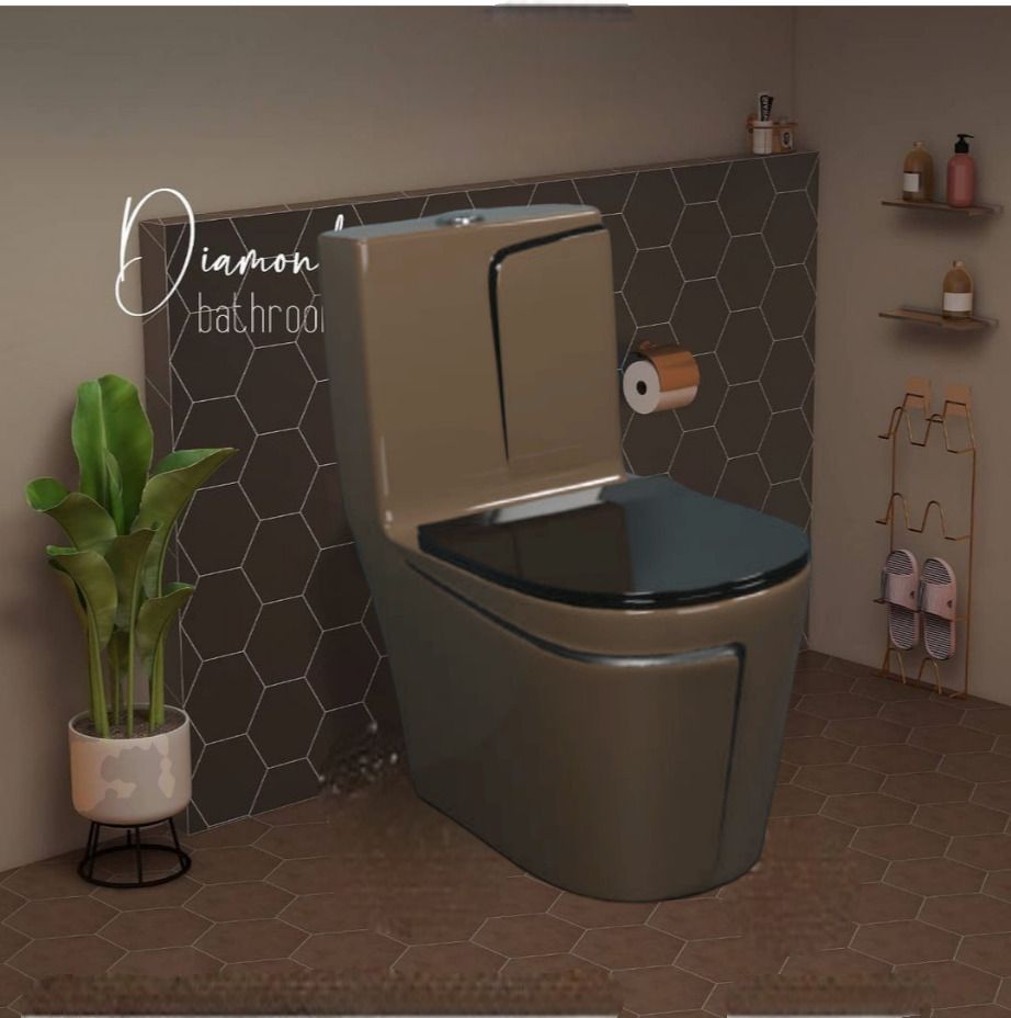 Premium Quality C025 Premium Quality Shining Choco Brown commode with Black Finishing Line Western Commode